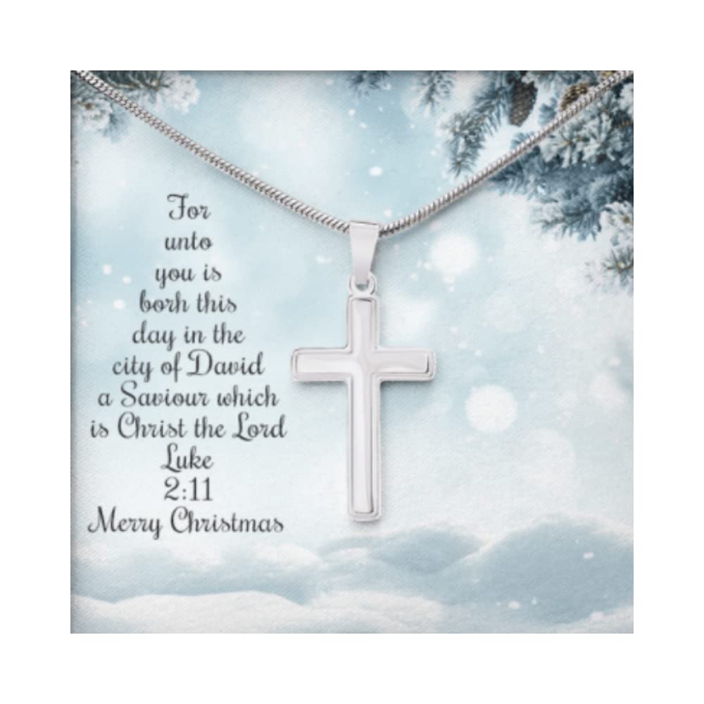 Personalized Cross Necklace with Message Card - Perfect Christmas Gift for Her, Religious Jewelry for Women, Faith-Based Keepsake - Ideal for Holidays, Baptism, Confirmation & Special Occasions