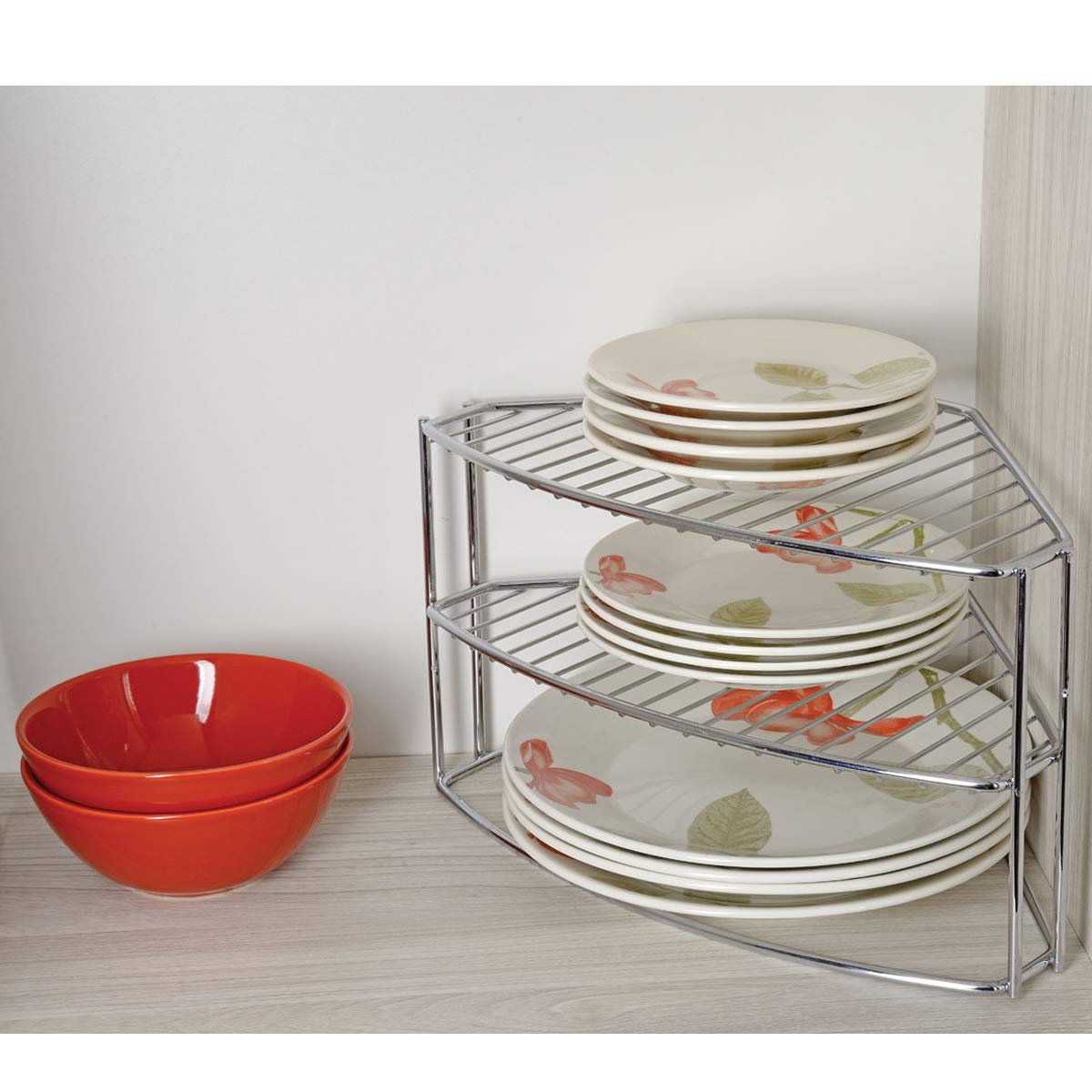 3-Tier Chrome Corner Organizer - Space Saving Shelf for Bathroom, Kitchen & Office Storage | Perfect for Small Spaces & Clutter Control
