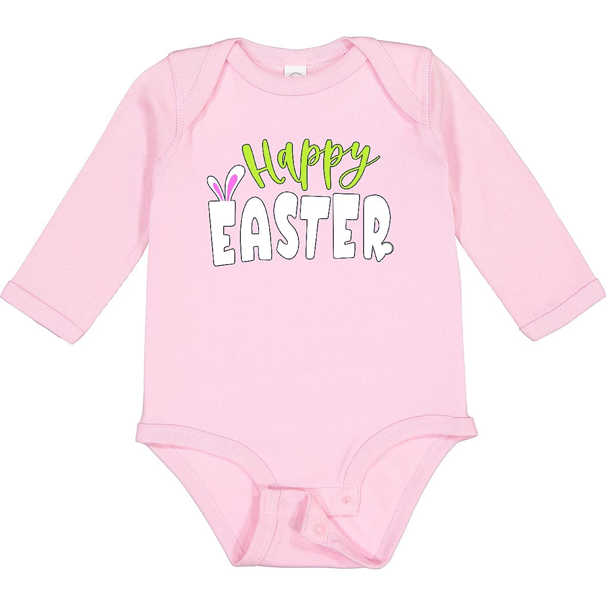 Inktastic Happy Easter Bunny Ears Long Sleeve Baby Bodysuit - Cute Easter Outfit for Newborns & Infants - Perfect for Easter Photos, Family Gatherings & Spring Celebrations