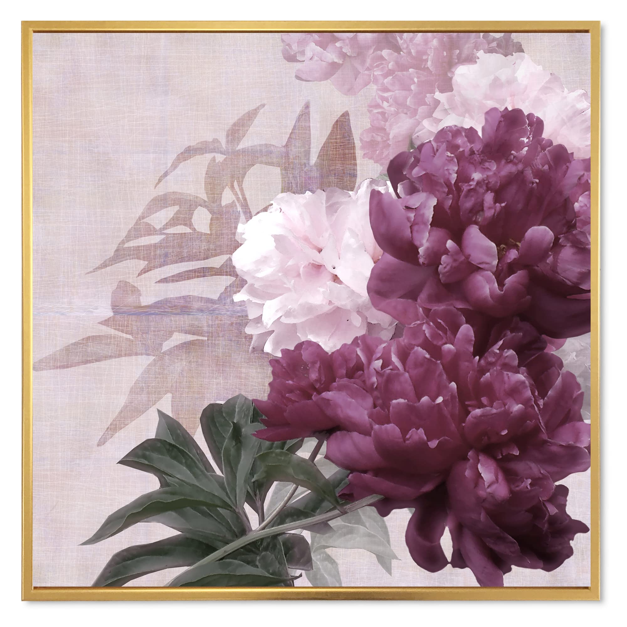 Vintage Purple and Pink Floral Canvas Wall Art Print - Traditional Framed Home Decor for Living Room, Bedroom & Office | DesignQ