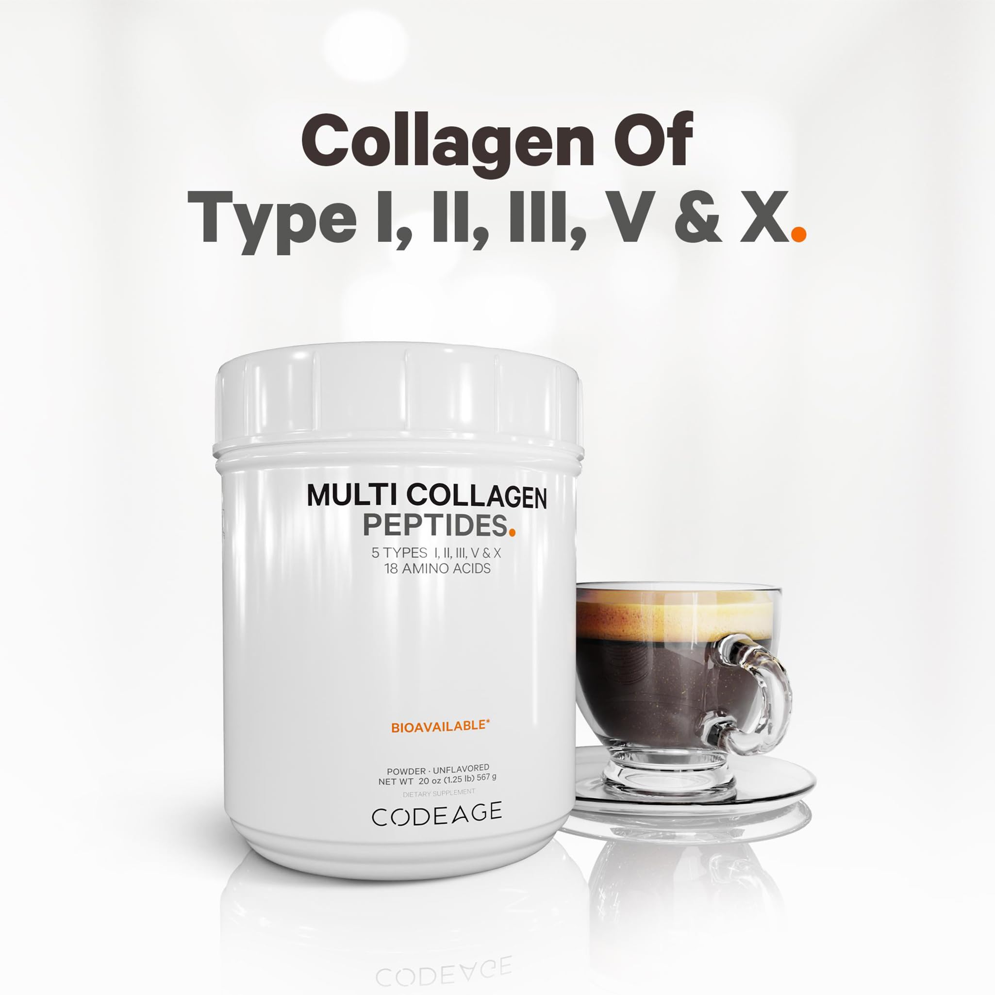 Codeage Multi Collagen Protein Supplement Bundle - Hydrolyzed Collagen Peptides Powder (20oz) & Capsules (90 Count) with Types I, II, III, V & X for Skin, Hair, Joint & Gut Health | Perfect for Smoothies, Coffee & Daily Wellness Routine