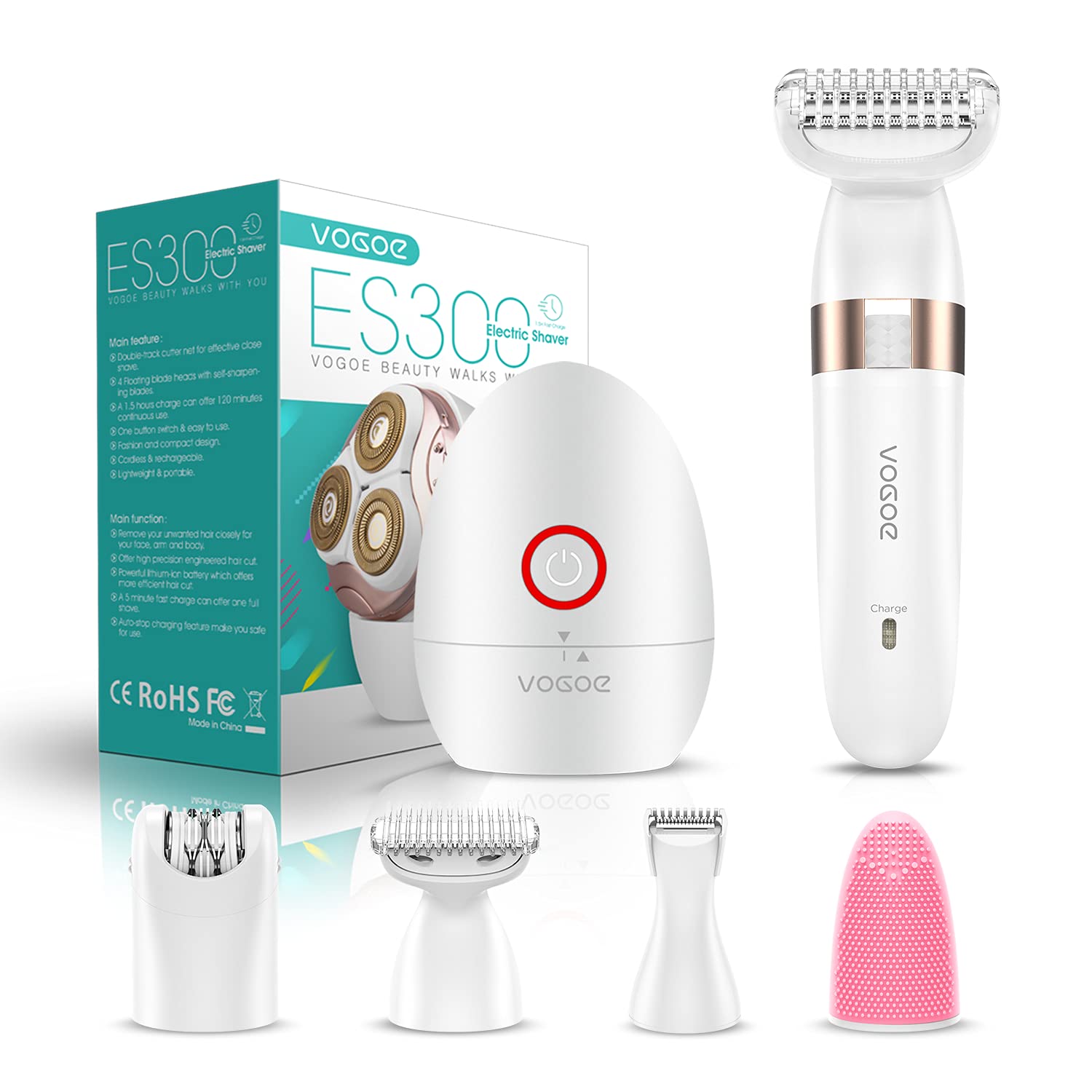VOGOE Rechargeable Electric Razor for Women - Painless Bikini Trimmer & Body Hair Removal, Waterproof for Wet/Dry Use - Perfect for Travel, Gym & Sensitive Skin Care