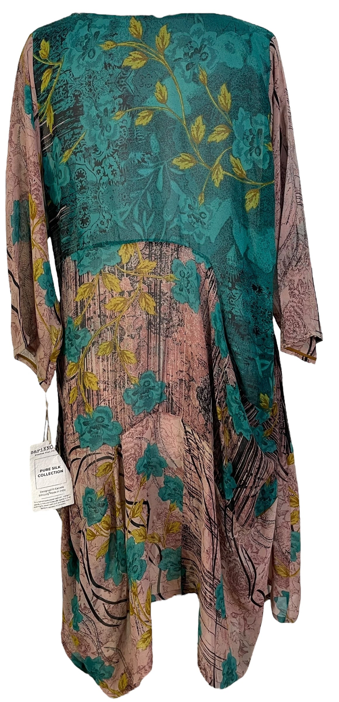 PRG7173 Wabi Sabi Style Sheer Silk Tunic Dress - Elegant Sculptural Long Tunic for Women | Perfect for Boho Chic Outfits, Summer Weddings & Art Gallery Events