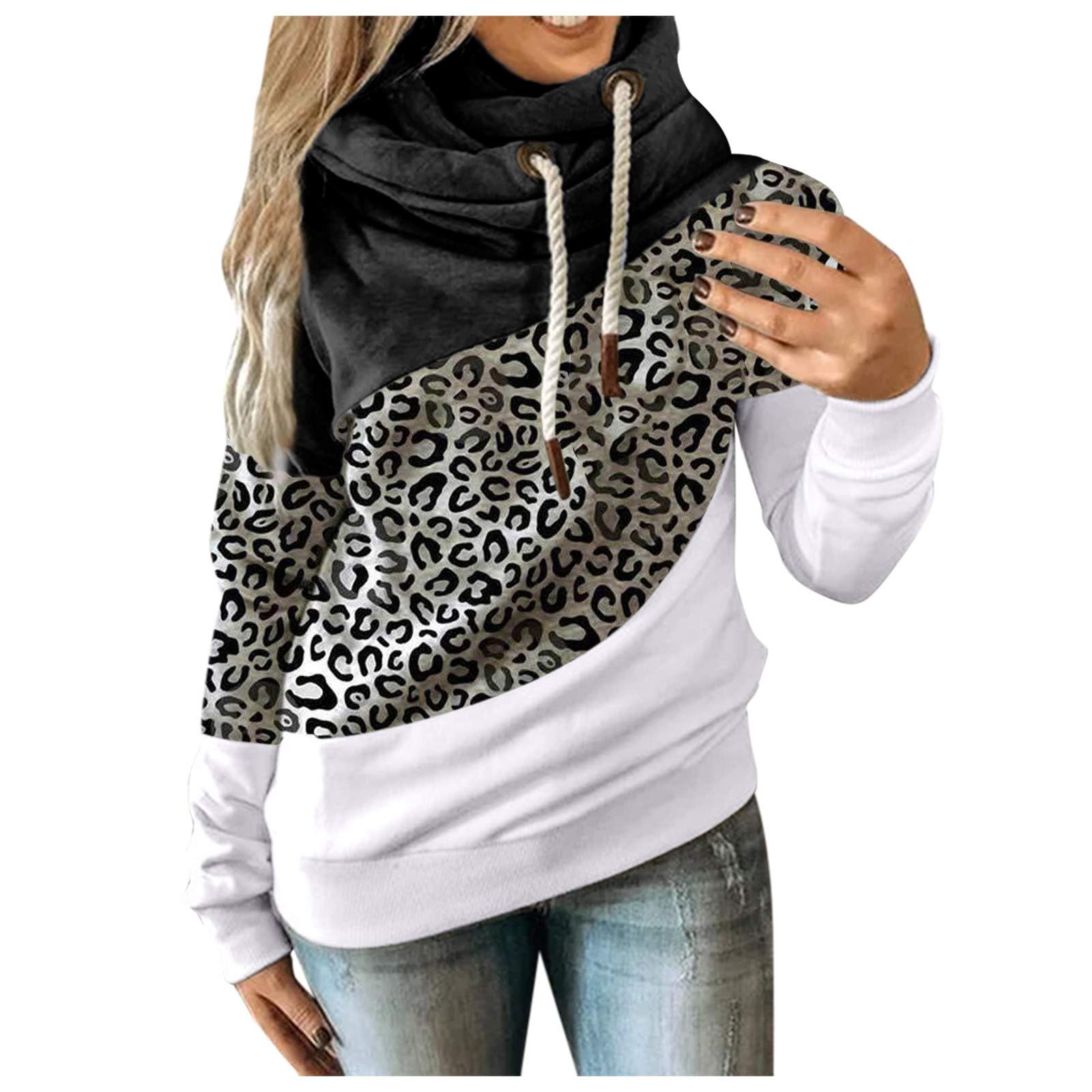 Women's Color Block Hooded Sweatshirt - Long Sleeve Casual Pullover with Drawstring & Cowl Neck | Perfect for Lounge Wear, Gym, Outdoor Activities and Street Fashion