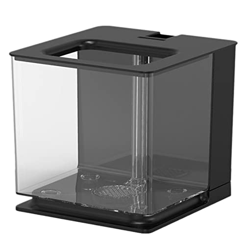 Self-Cleaning Acrylic Betta Fish Tank - Easy Water Change Small Aquarium for Bettas | Black Plastic Fish Bowl | Perfect for Home, Office Desk & Dorm Room Decor