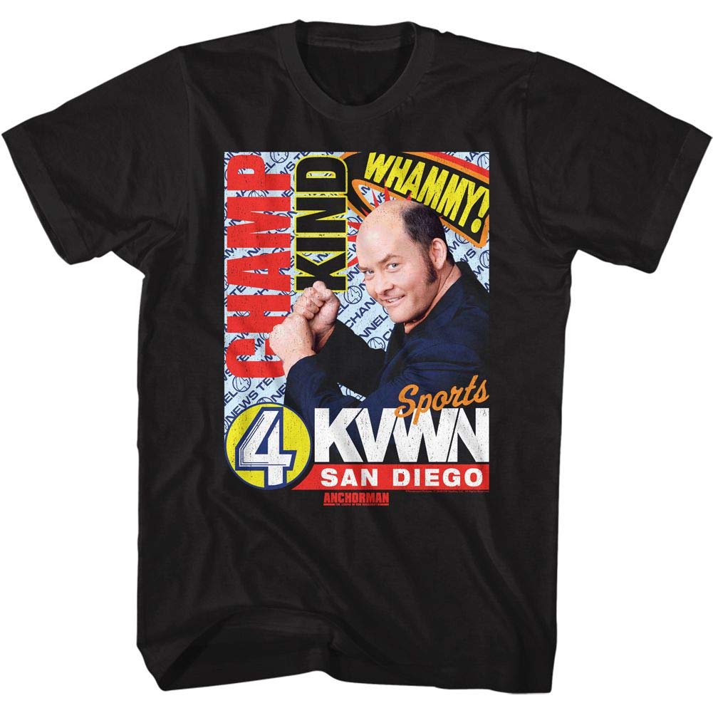 Anchorman Champ Kind Whammy Reporter Black Tall T-Shirt - Vintage Movie Tee for Fans & Collectors - Perfect for Casual Wear, Cosplay, and Gifts