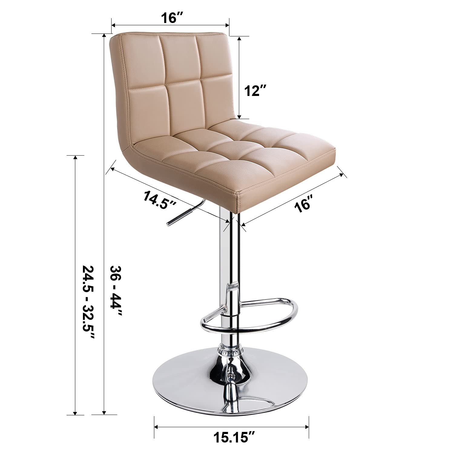 Modern PU Leather Adjustable Swivel Bar Stools with Back - Set of 2 Leopard Print Counter Stools in Khaki for Kitchen Island, Breakfast Bar & Home Decor