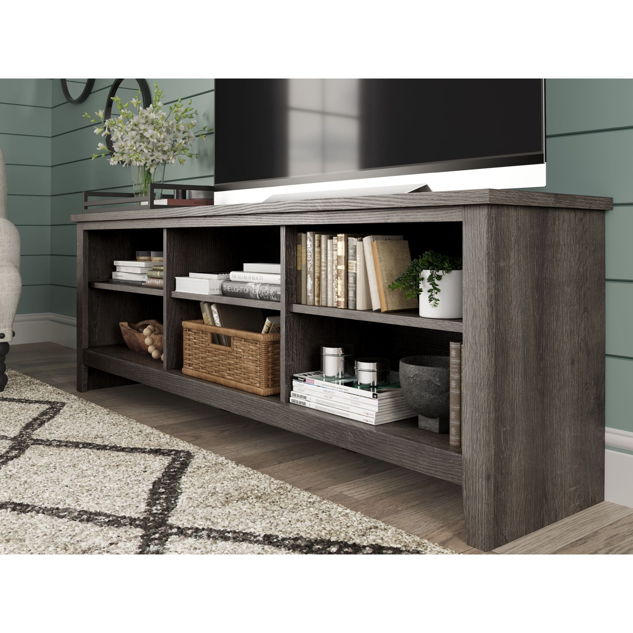 Arlenbry Modern TV Stand with Storage Shelf - 60 Inch Entertainment Center for Living Room, Gray - Perfect for Flat Screen TVs, Gaming Consoles & Media Storage