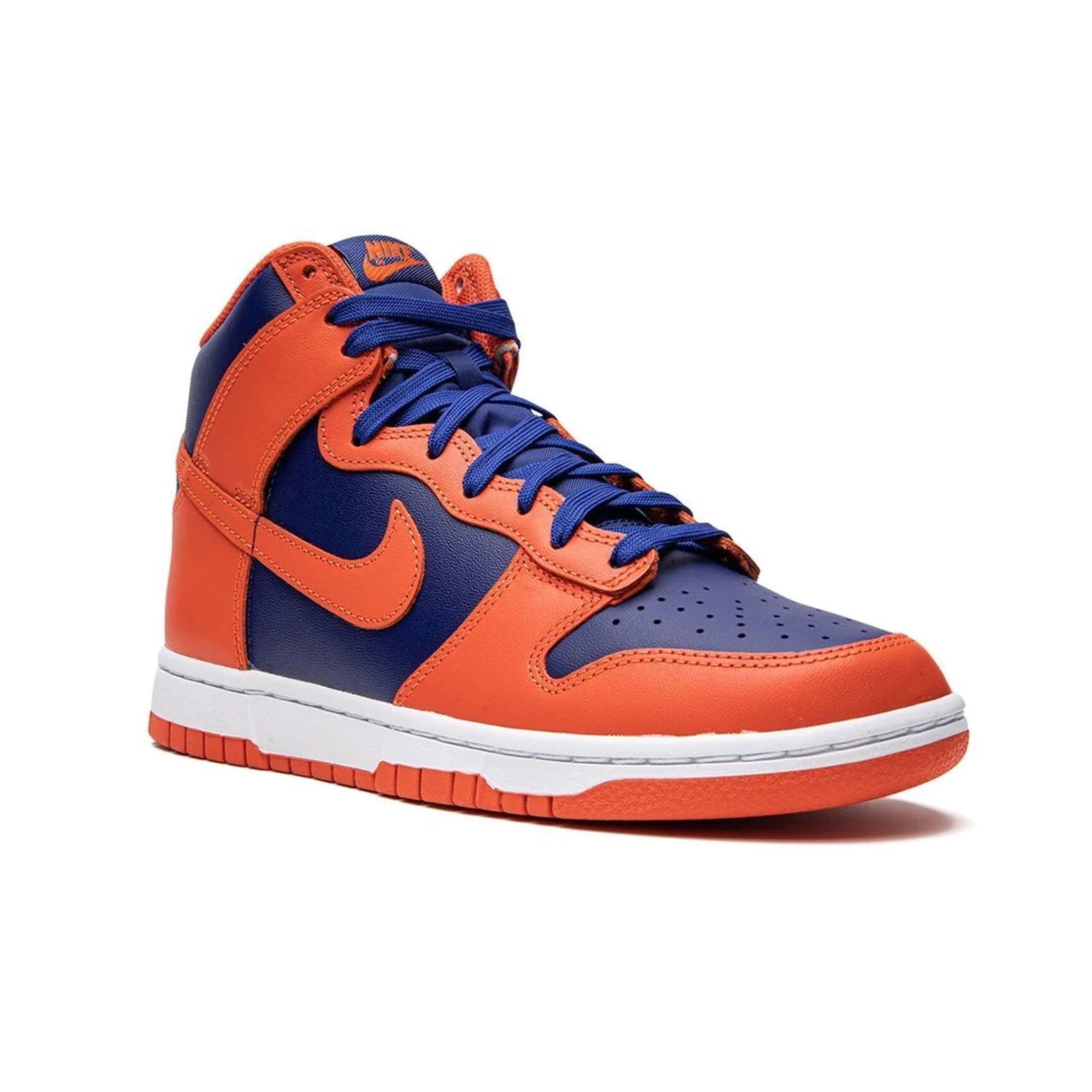 Nike Dunk High Knicks Sneakers - Orange, Deep Royal Blue & White Basketball Shoes for Men | Streetwear Fashion & Casual Wear