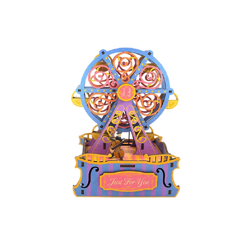 QIAOLI 3D Ferris Wheel Music Box - DIY Handmade Puzzle Assembly Toy Building Kit with Romantic Melody, Brain Teaser for Adults, Home Décor Gift | Perfect for Relaxation, Stress Relief & Romantic Home Decor
