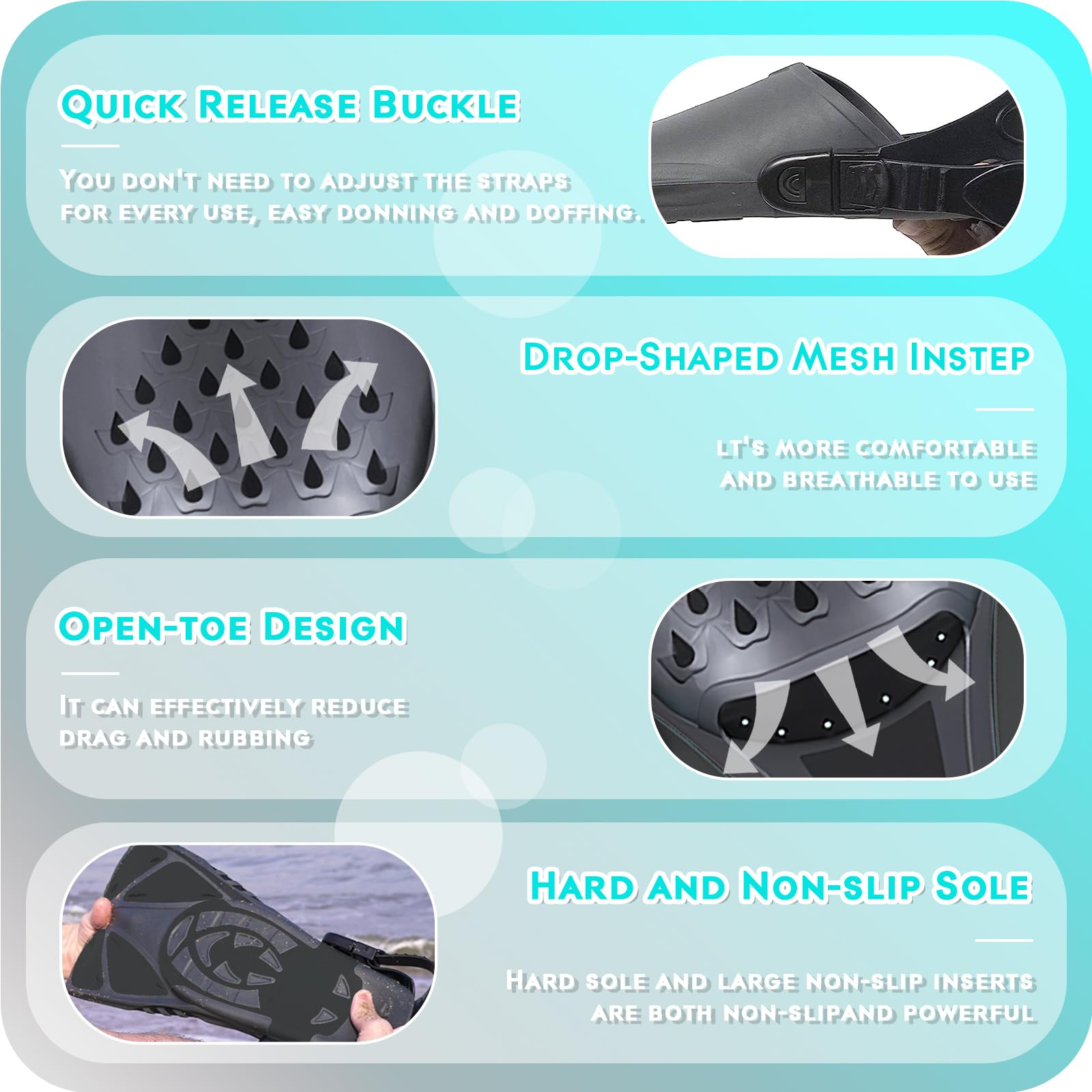 **Best Swim Fins for Snorkeling & Diving - Adjustable Travel Size Short Flippers with Open Heel - Perfect for Men, Women & Kids - Ideal for Pool, Beach & Ocean Adventures**