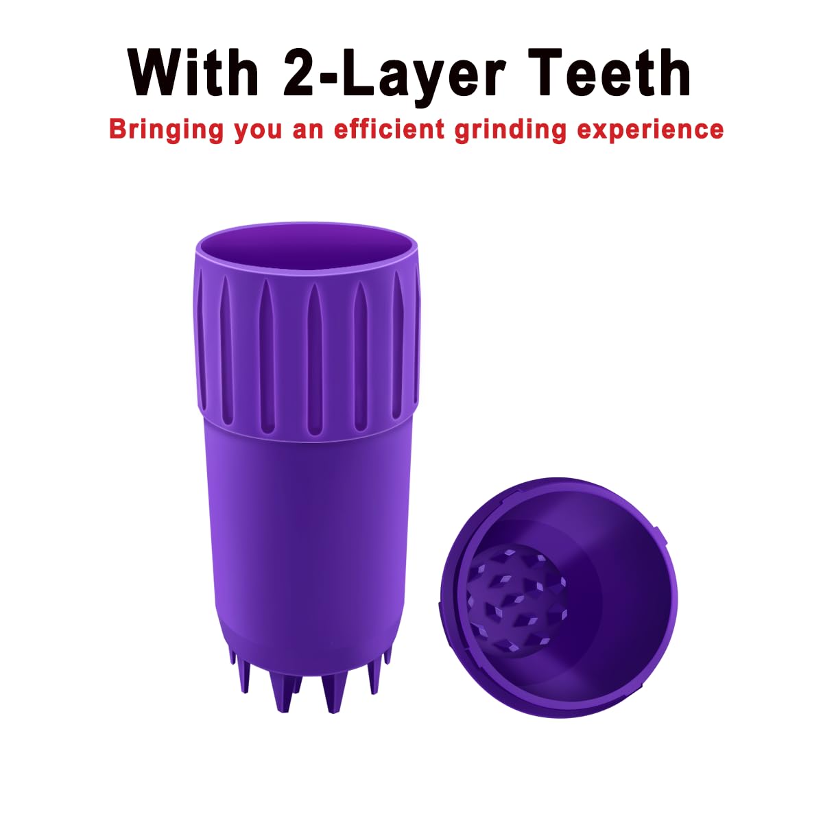 2-in-1 Herb Grinder with Storage Jar - Premium Purple Spice Crusher for Kitchen, Camping & Travel - Perfect for Grinding Herbs, Spices & Tobacco