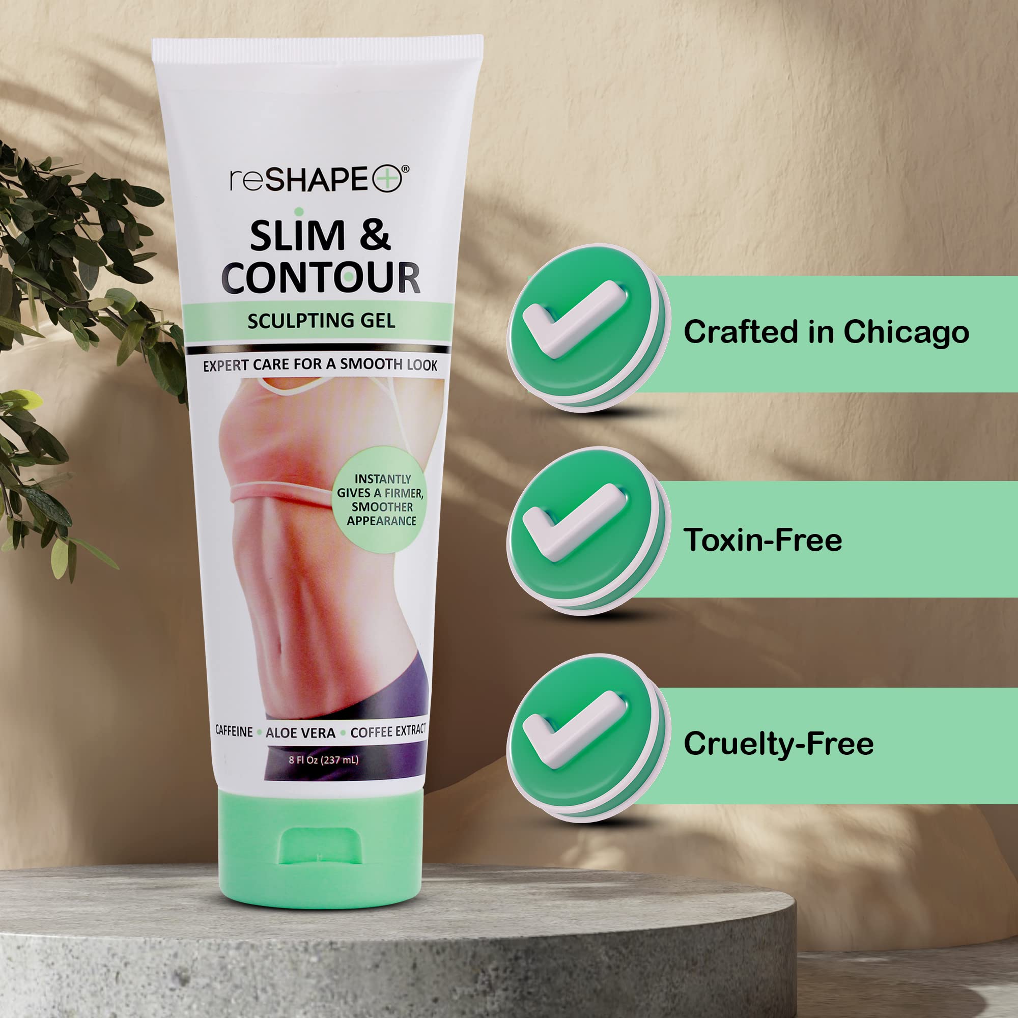Reshape+ Tummy Tightening & Anti-Cellulite Slimming Cream - Firming Body Sculpting Gel for Belly, Legs, Arms & Butt | Hydrates Skin, Reduces Stretch Marks | Post-Pregnancy, Weight Loss & Daily Body Care