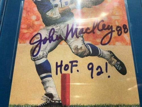 JOHN MACKEY Signed GOAL LINE ART Card #107 Beckett BAS with HOF Inscription - NFL Autographed Football Collectible - Perfect for Sports Memorabilia Display, Fan Collections, and Investment Pieces