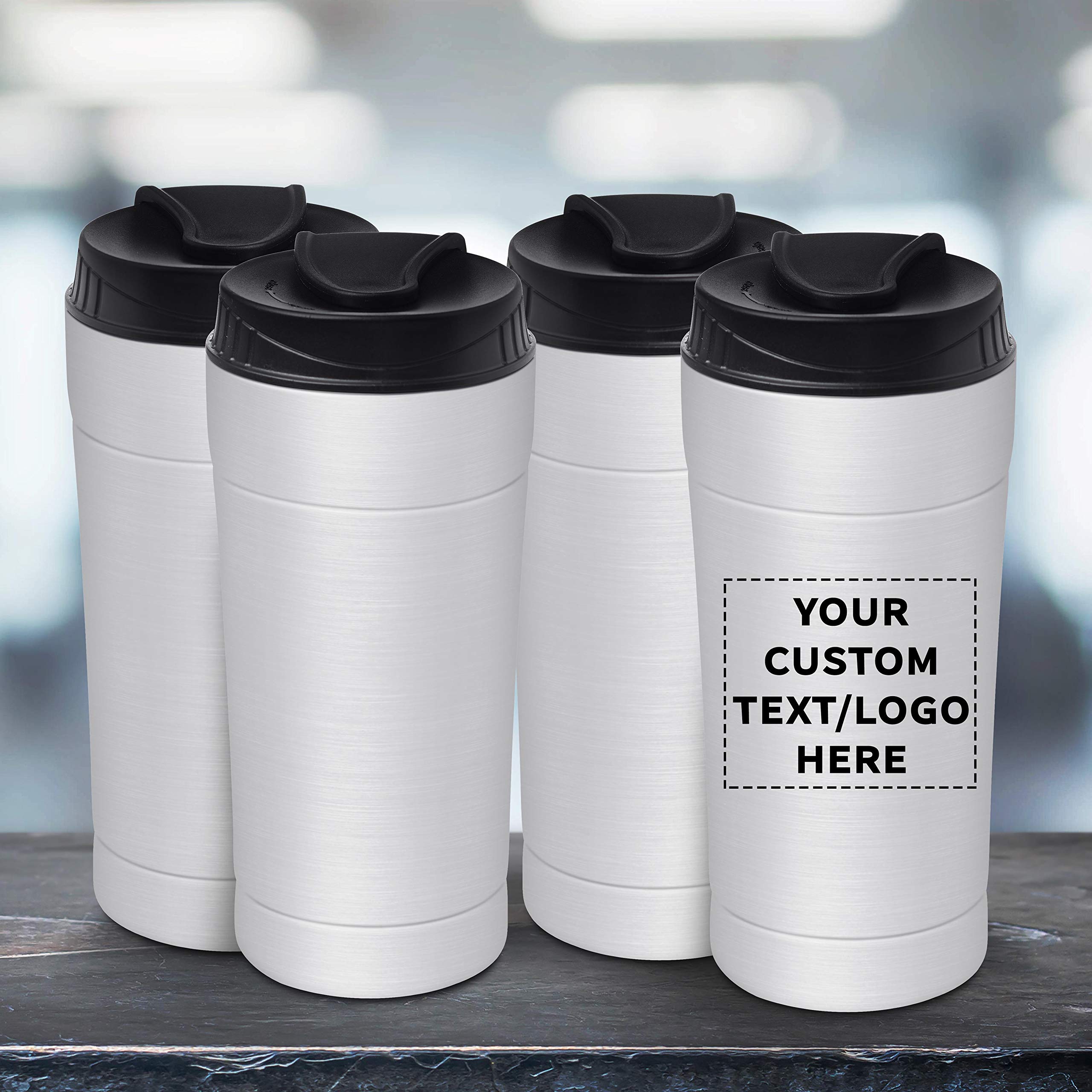 Custom 16oz Insulated Travel Coffee Tumblers with Personalized Text/Logo - 24 Pack Stainless Steel Vacuum Mug - Perfect for Office Gifts, Corporate Events & Outdoor Adventures