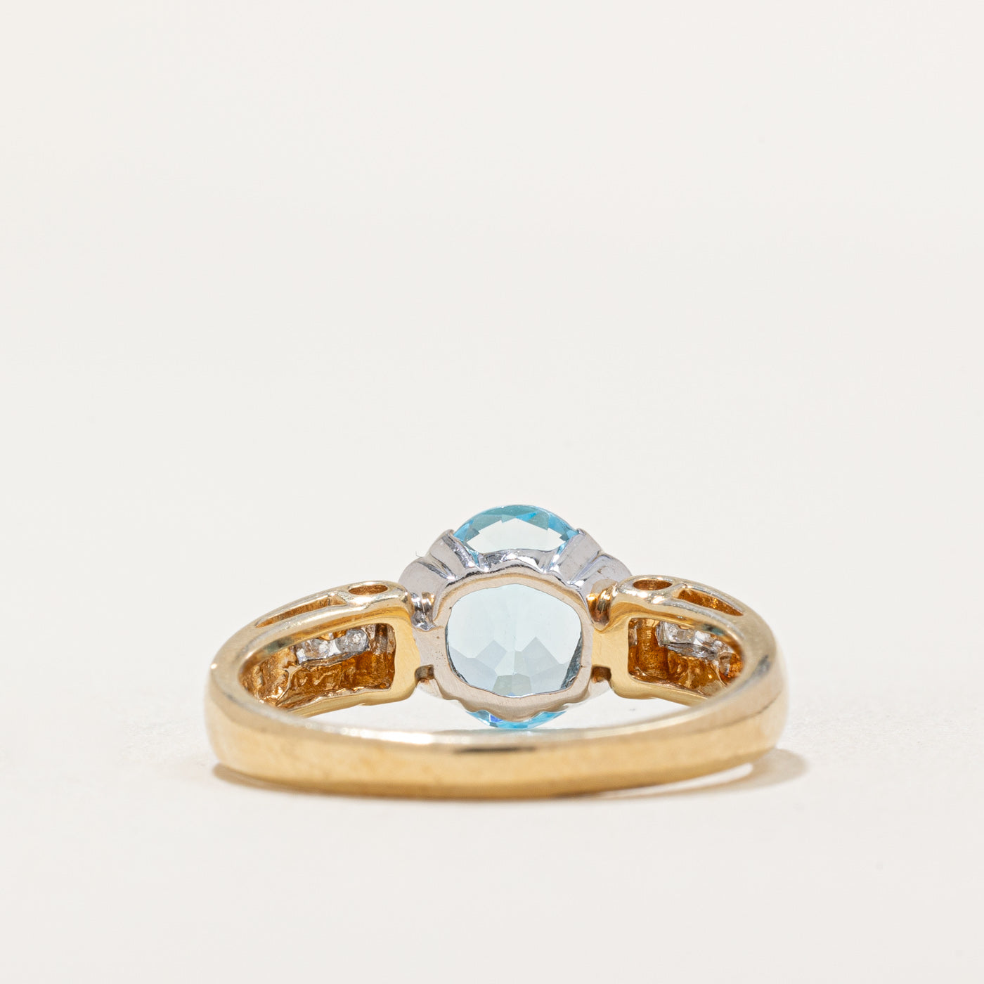 1.40ct Oval Cut Blue Topaz & Diamond Ring in 14K Gold (0.06ctw) - Size 6.75 - Elegant Engagement, Anniversary or Gift Jewelry for Women