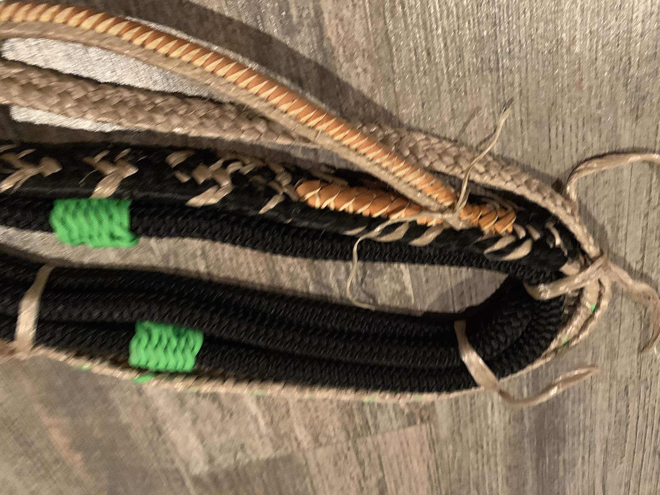 Premium Bull Rope for Bull Riding - 14' Black Nylon on Tan Poly Jr Pro 9x7 RH - Professional Rodeo Equipment for Bull Riders & Training