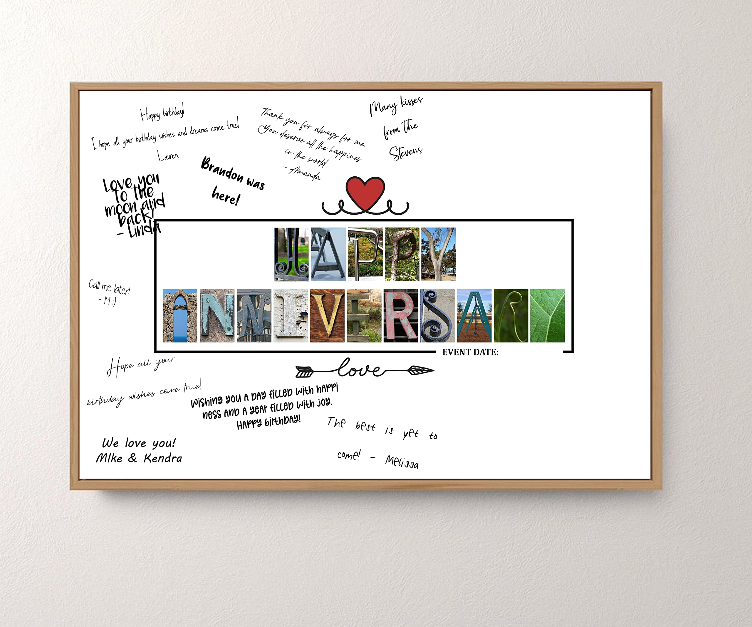 Happy Anniversary Signature Poster - Large Guest Book Alternative for Couples | 11x17 Anniversary Party Decoration Supplies | Wall Art Decor for Men & Women | Perfect for Wedding Anniversaries, Vow Renewals & Romantic Celebrations