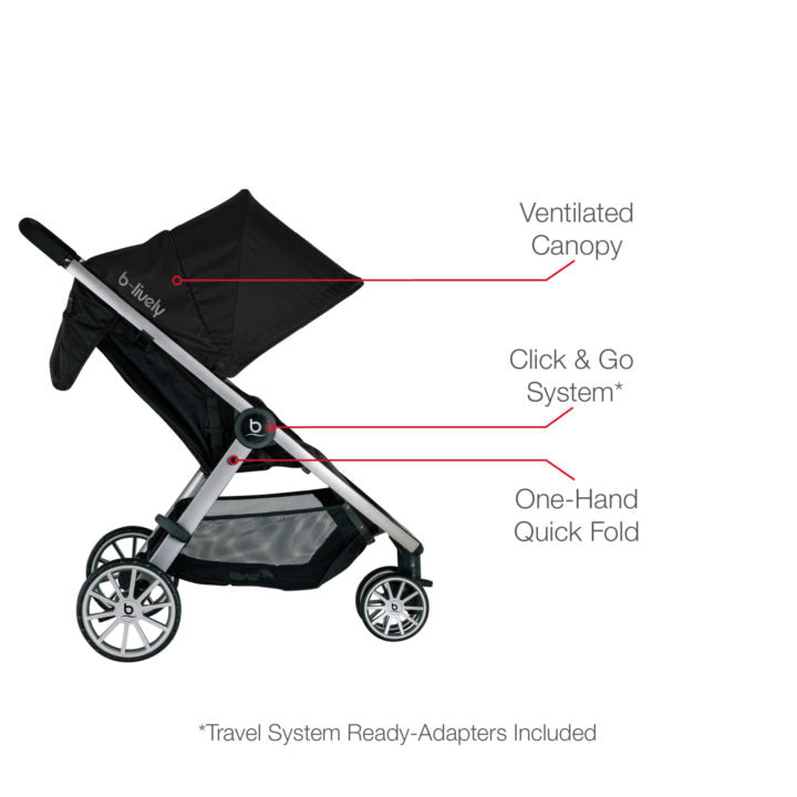 Britax B Lively Lightweight Stroller for Babies & Toddlers - Compact Fold, Adjustable Canopy, All-Terrain Wheels - Perfect for Travel, Shopping & Daily Walks