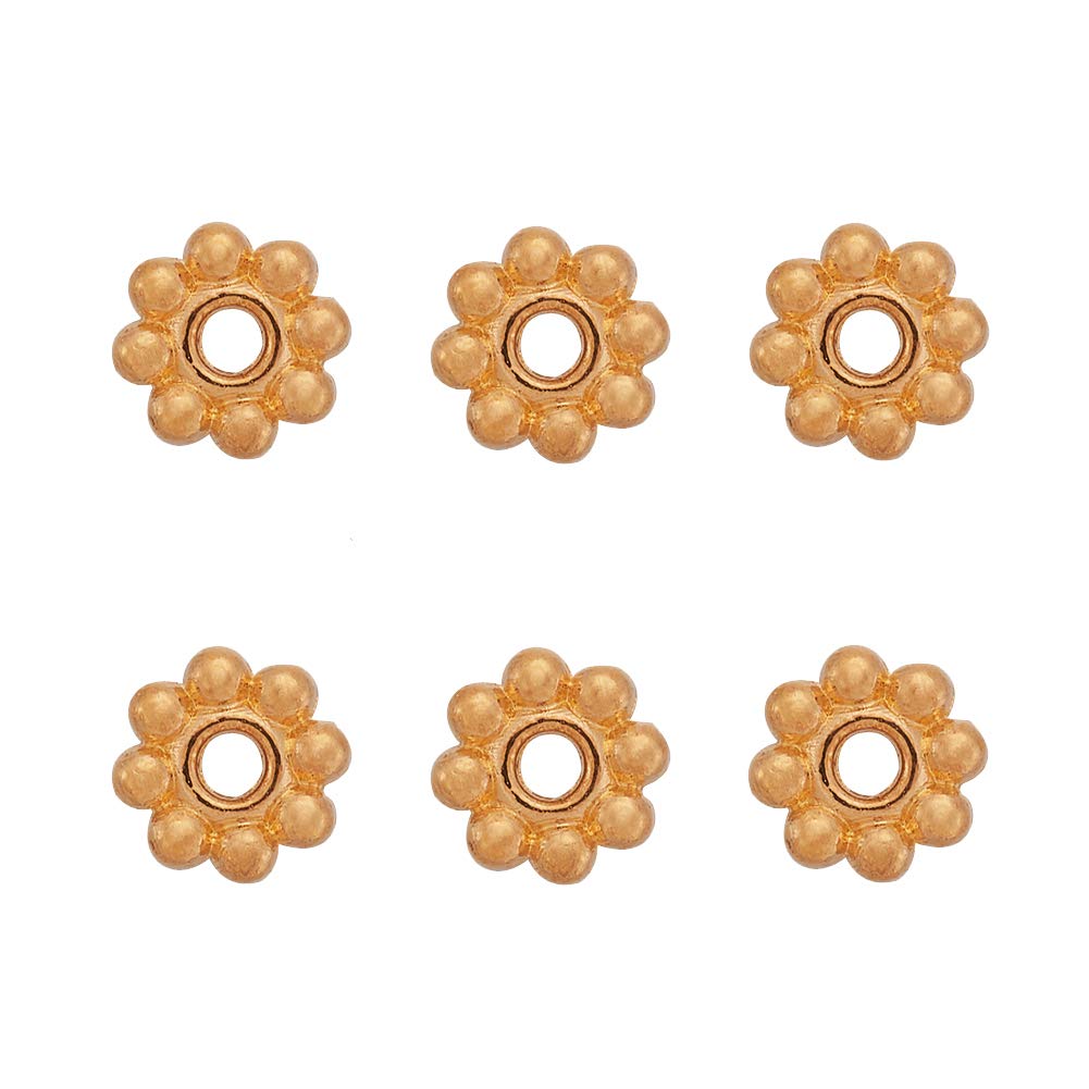 Craftdady 300Pcs 5x1.5mm Golden Daisy Flower Spacer Beads with Snowflake Charms - 1mm Hole for DIY Jewelry Making, Necklaces, Bracelets & Earrings - Perfect for Handmade Gifts and Craft Projects