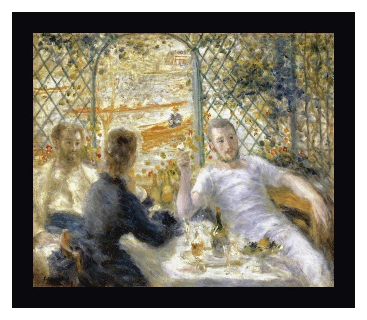 Pierre-Auguste Renoir The Rowers Lunch Framed Canvas Art Print - 26x30 Inch Black Frame - Ready to Hang Wall Decor - Perfect for Dining Room, Living Room or Office