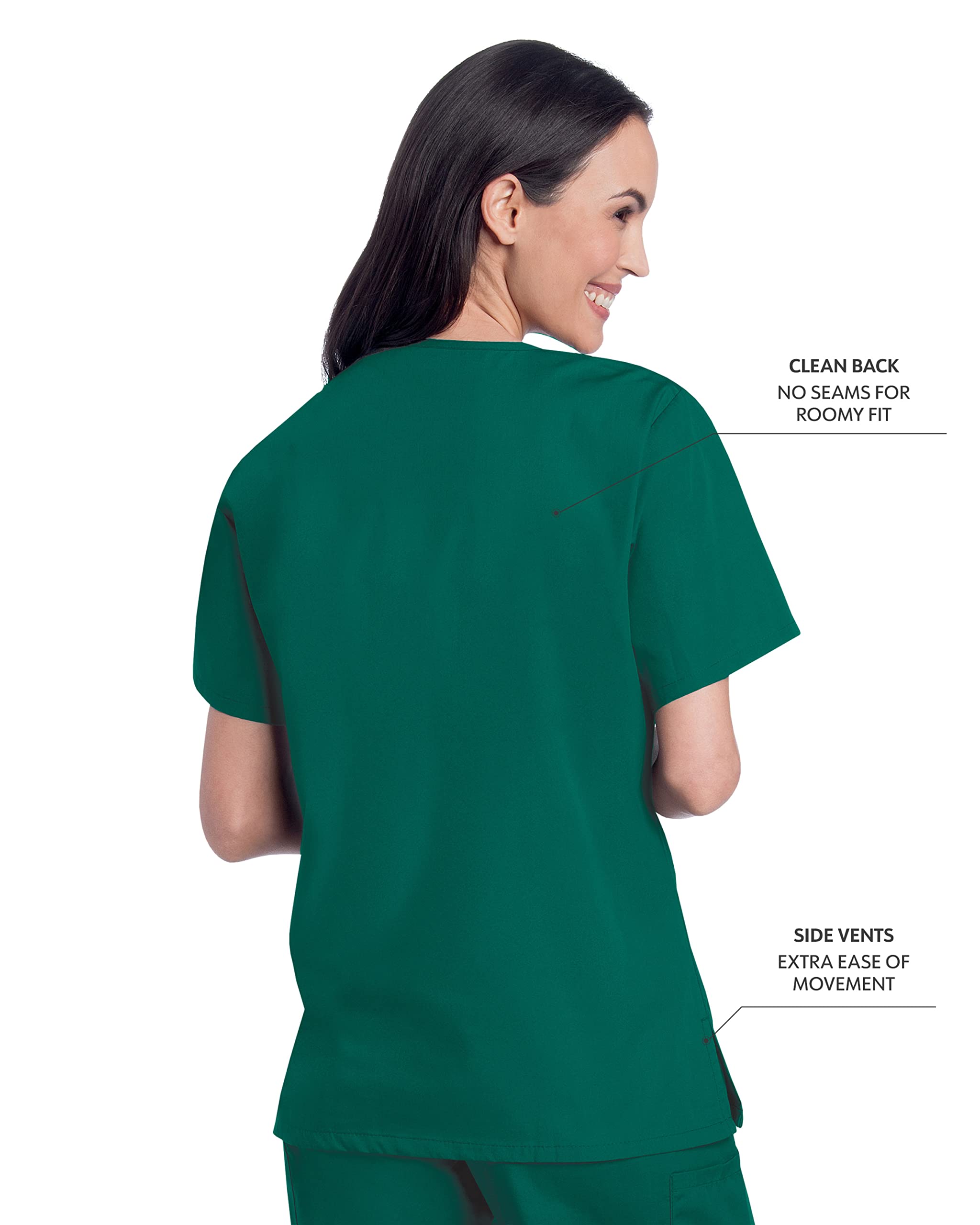 Landau Scrub Zone Relaxed Fit 2-Pocket V-Neck Scrub Top for Women 70221 - Comfortable Medical Uniform for Nurses & Healthcare Professionals - Perfect for Hospitals, Clinics & Long Work Shifts