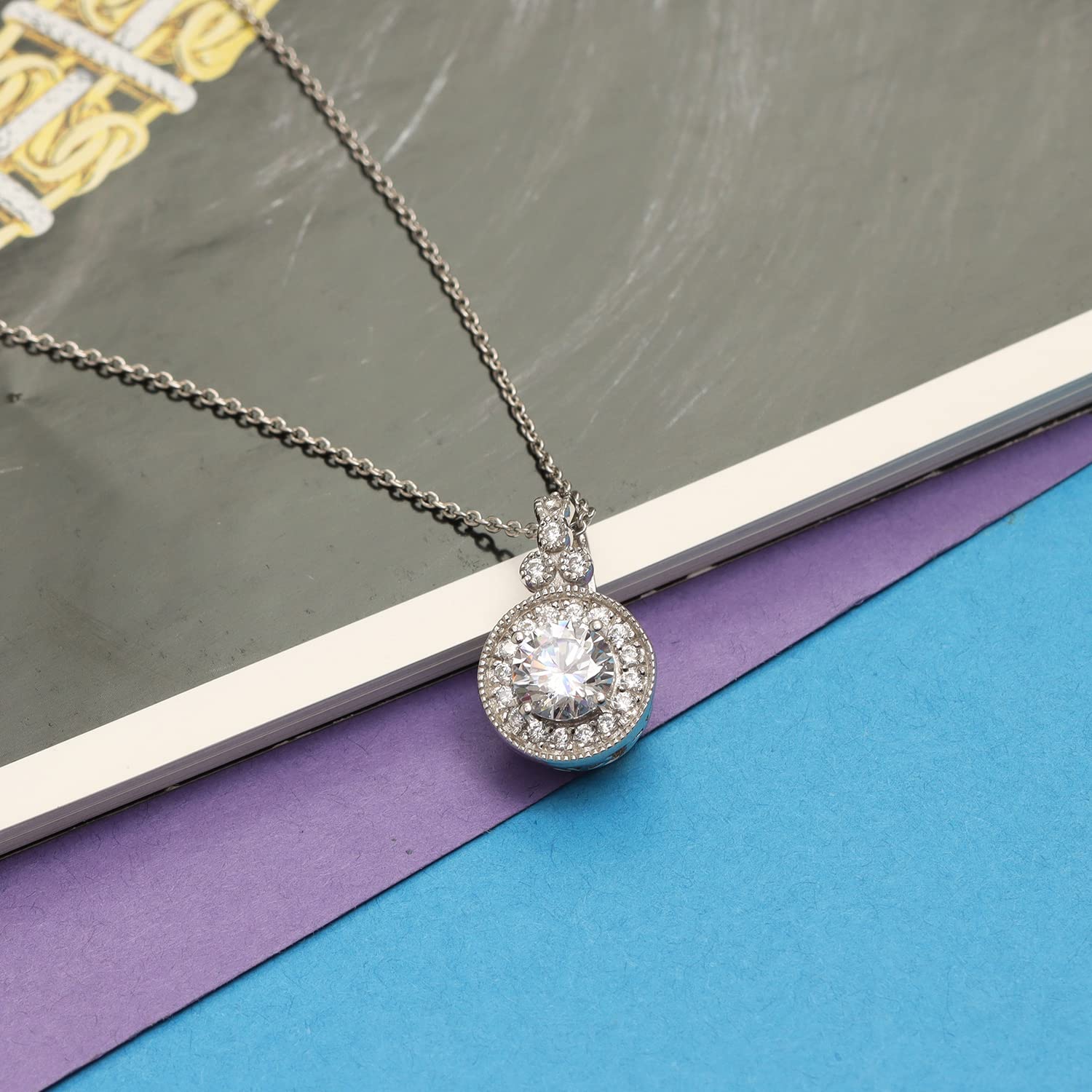 925 Sterling Silver Heart Pendant Necklace for Women - Round Cut Cubic Zirconia Dainty Jewelry Gift (Mother's Day, Birthday, Anniversary, Valentine's Day) - Perfect for Date Nights & Special Occasions