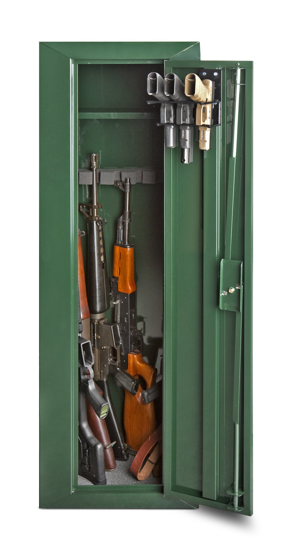 Rack'em Gun Racks - Wall Mount Pistol Rack for Gun Safe | Heavy Duty Coated Steel Handgun Storage Hooks (3,4,5 Firearm Capacity) | Perfect for Home Security, Hunting Gear Organization & Indoor Firearm Storage