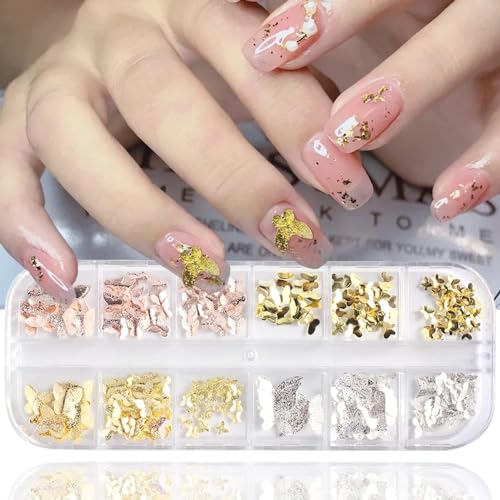 Metal Butterflies Nail Gems-4