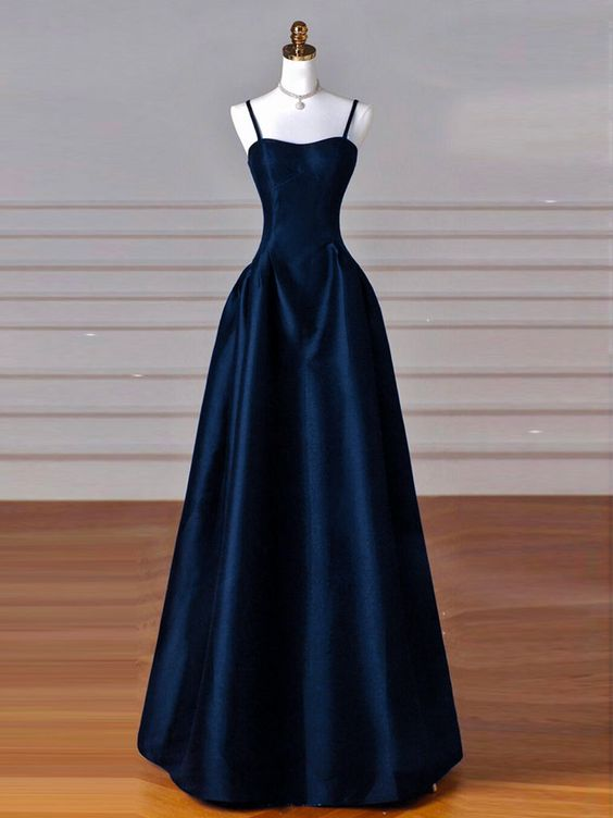 Elegant Navy Blue A-Line Long Prom Dress for Formal Parties & Evening Events - Style J3378 | Perfect for Homecoming, Graduation & Special Occasions