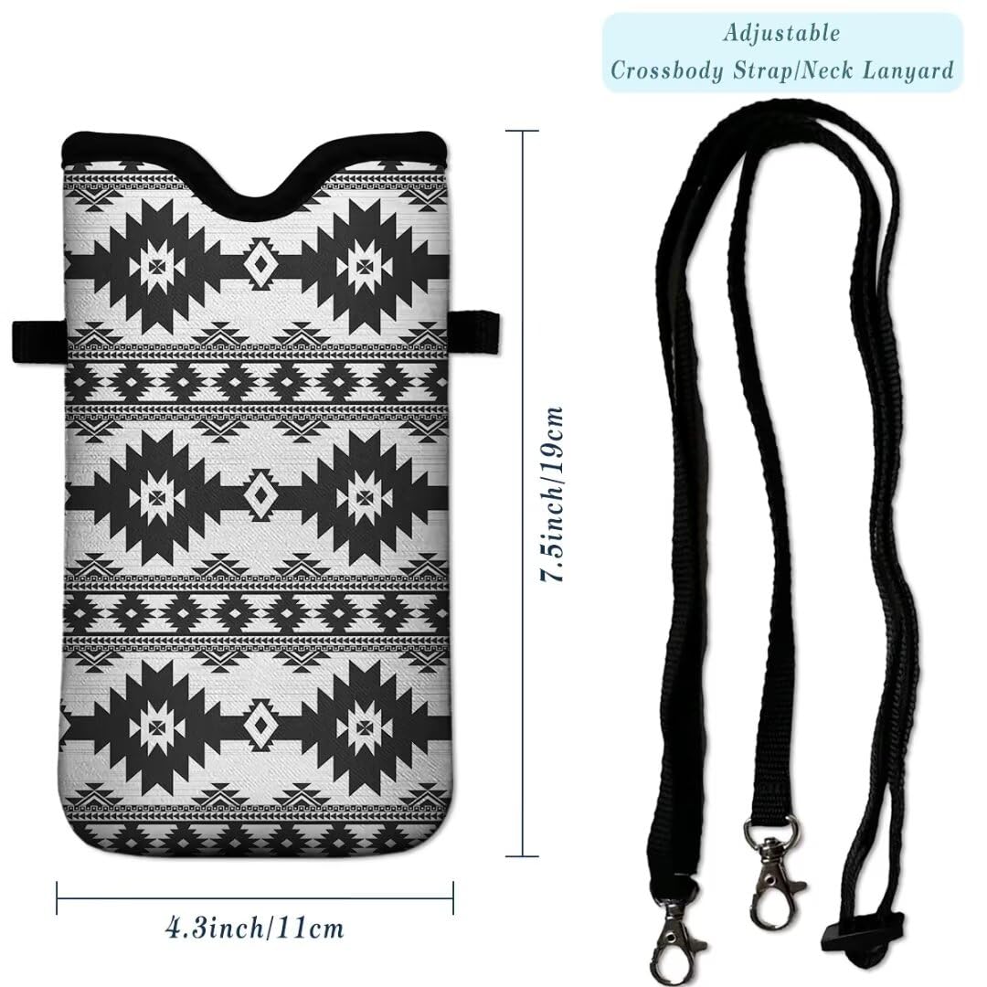 Neoprene Crossbody Phone Pouch with Lanyard - Compatible with iPhone 16/15/14/13/12 & Samsung S24/S23+/A35 - Bohemian Style Phone Sleeve Case for Women & Men - Perfect for Travel, Shopping & Outdoor Activities