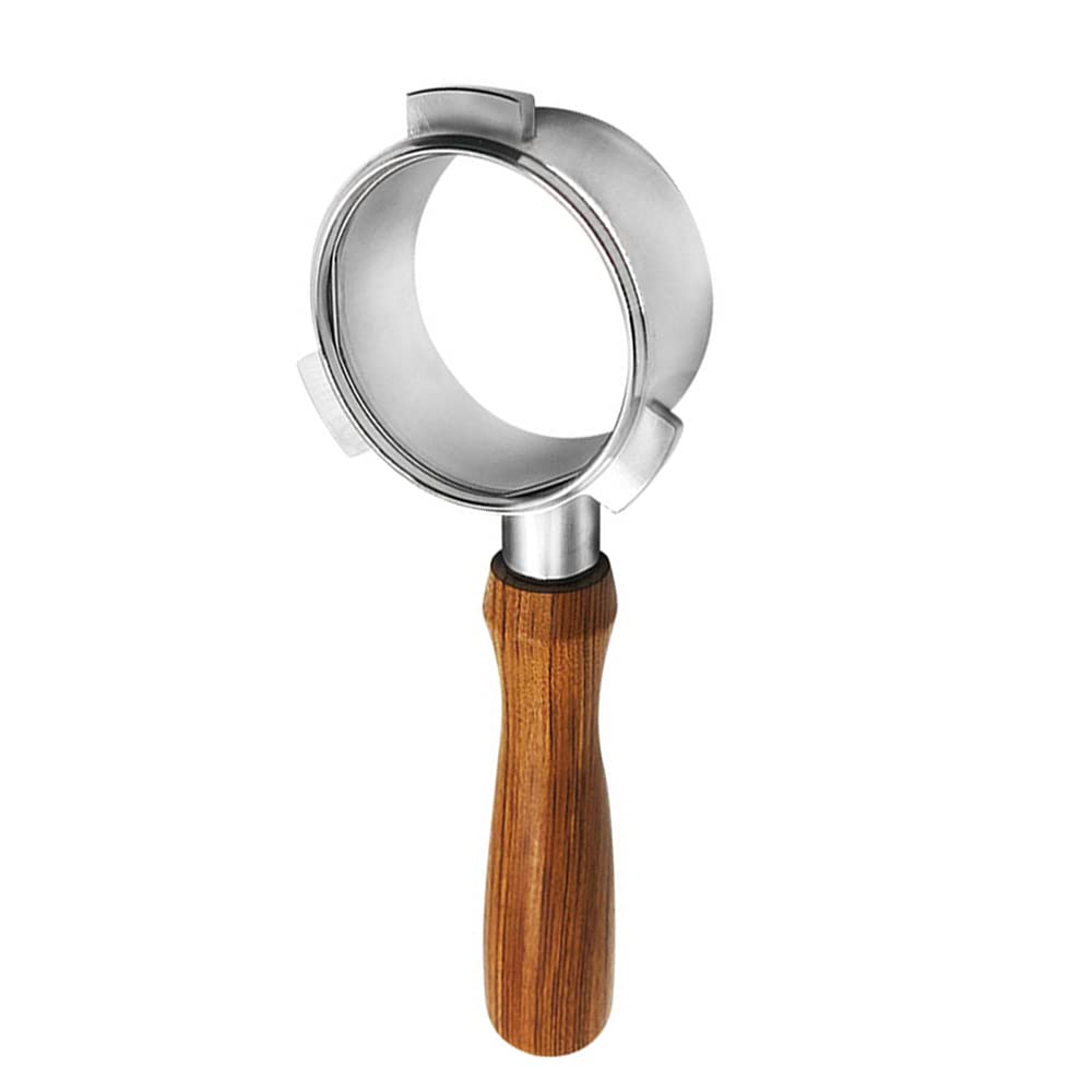 54mm Stainless Steel Portafilter with Wooden Handle - Compatible with Breville 8 Series Coffee Machines for Professional Brewing