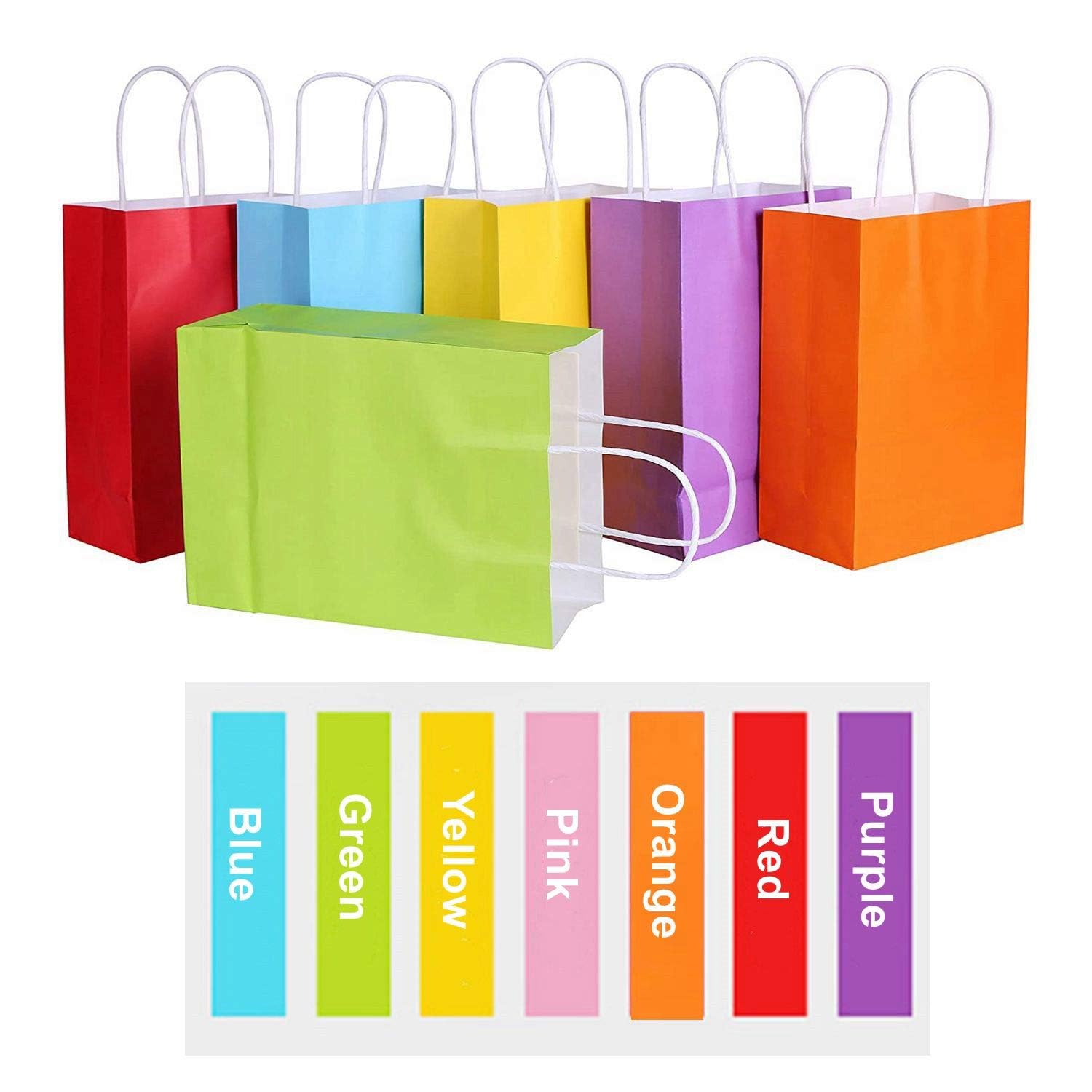 24-Piece Rainbow Kraft Paper Gift Bags with Handles - 8.6