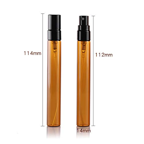 12 Pcs 10Ml Brown Glass Mist Sprayer - Portable Refillable Perfume Bottles for Travel, Gym & Home Use - Essential Oil & Cologne Dispenser