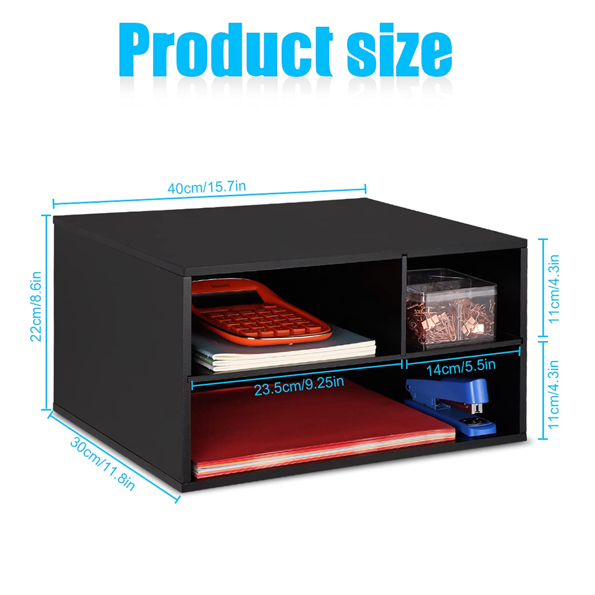 EMERIT Wooden Printer Stand with Storage - 2-Tier Desk Organizer for Home & Office, Printer Riser - Perfect for Organizing Paper, Supplies & Small Electronics on Your Workspace