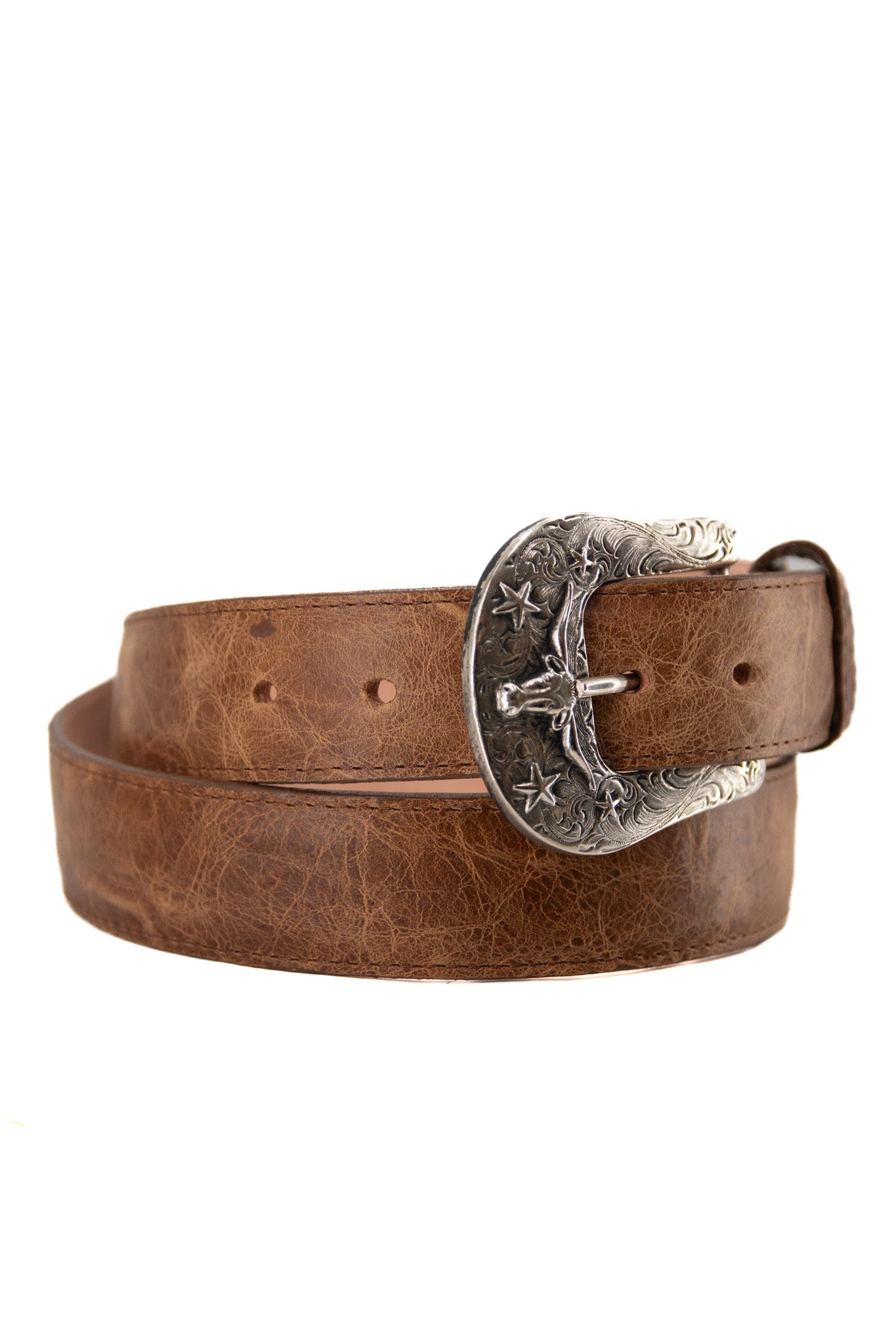 Premium Genuine Leather Western Cowboy Belt with Longhorn Buckle - Stylish & Durable for Rodeo, Ranch Work & Country Fashion