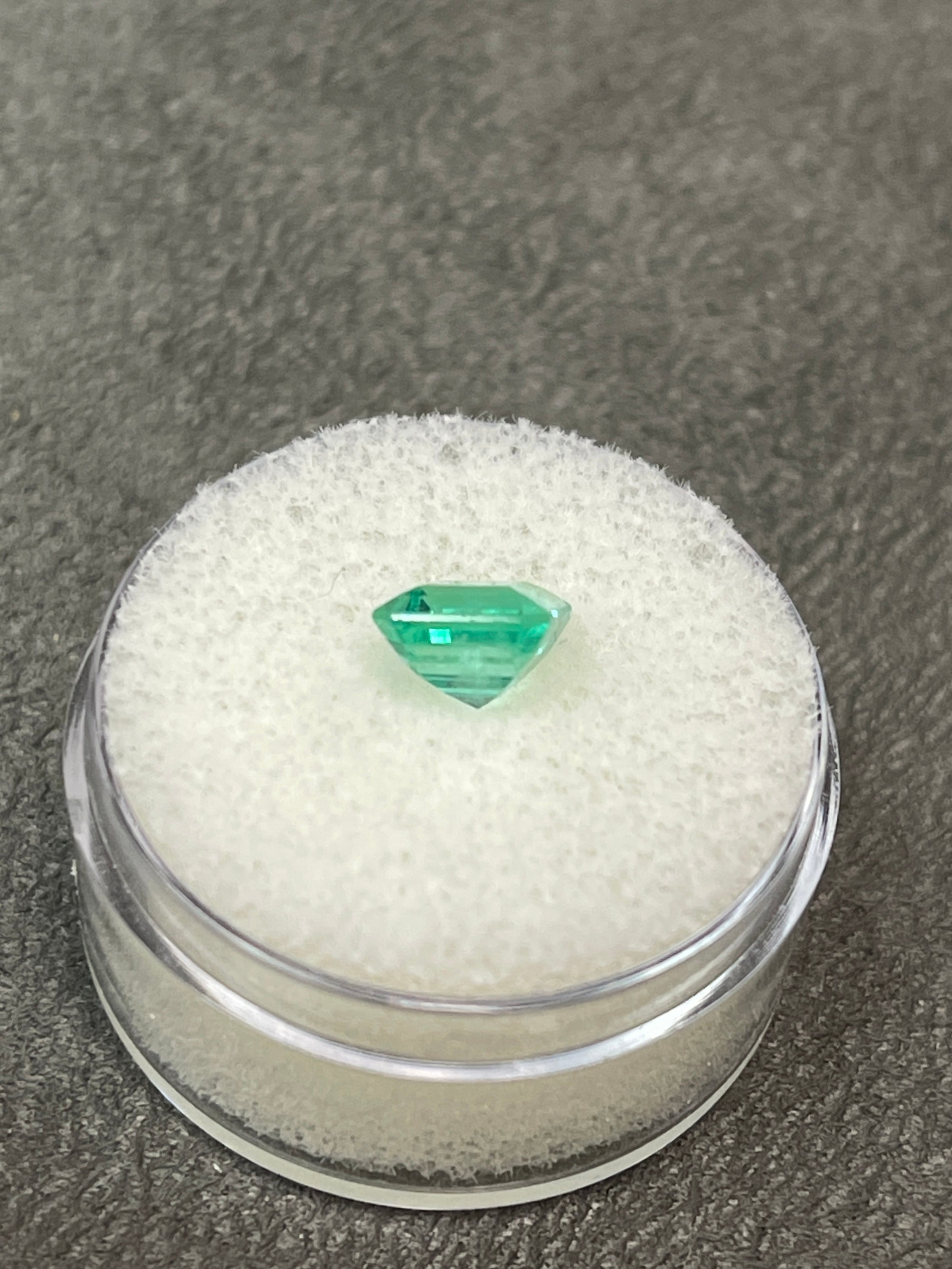 1.58 Carat Bluish Green Asscher Cut Natural Colombian Emerald Loose Gemstone for Jewelry Making - Engagement Rings, Pendants & Custom Designs
