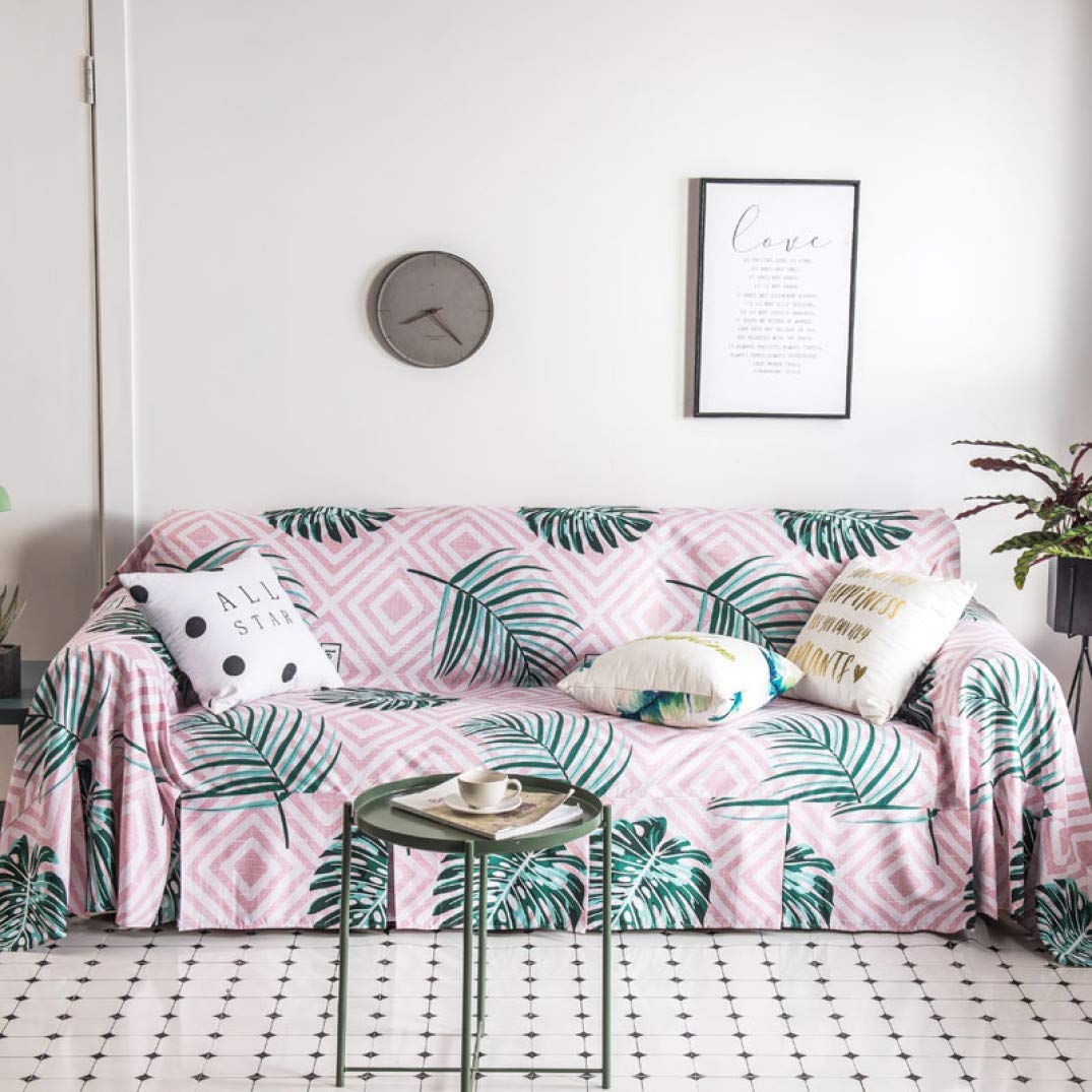 Green Leaf Printed Universal Sofa Slipcover - Modern Dustproof Couch Cover for Living Room, Loveseat & 3/4 Seater Sofas | Perfect for Home Decor, Pet Protection & Furniture Refresh