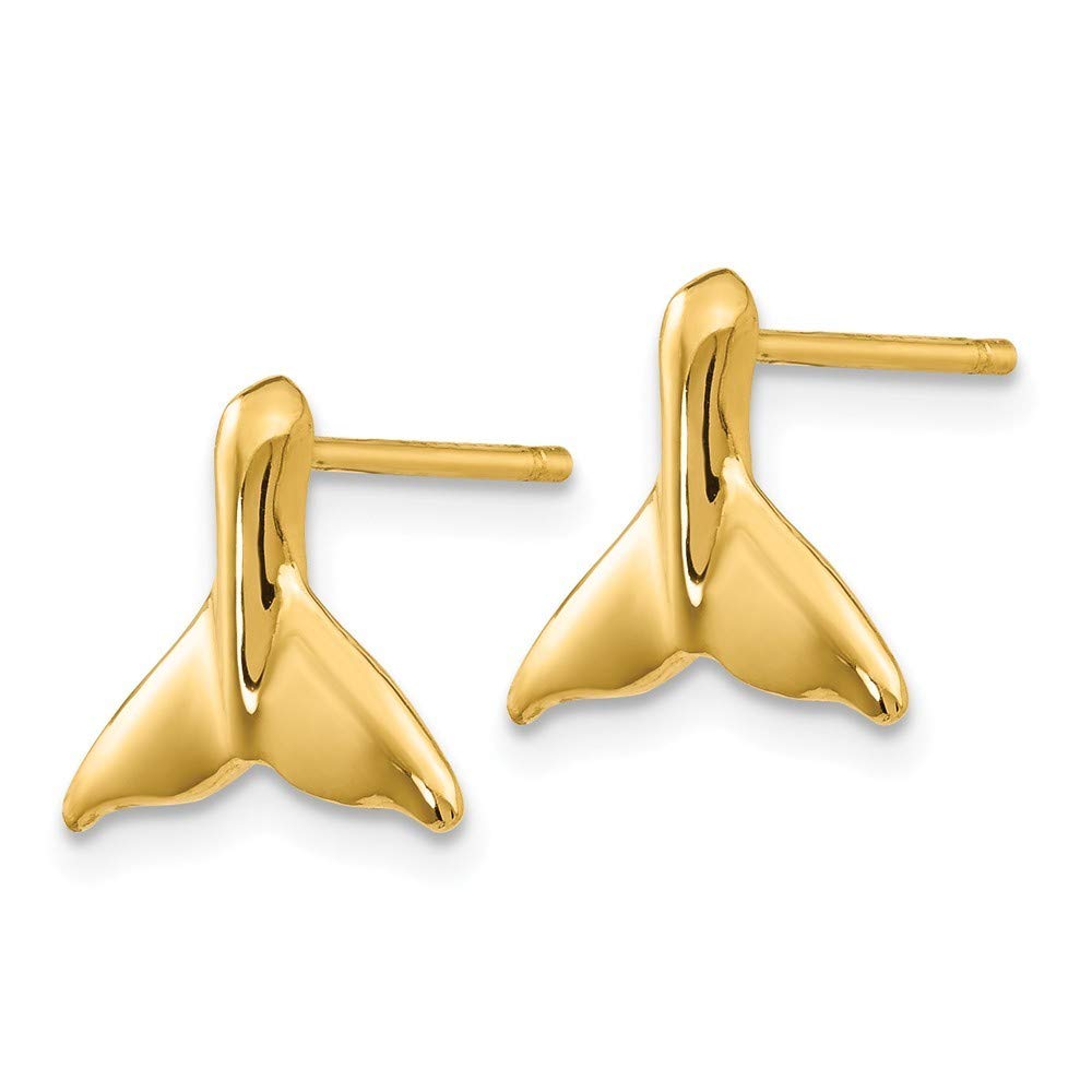 14K Yellow Gold Whale Tail Post Earrings for Women – Hypoallergenic, Dainty & Elegant Jewelry – Perfect for Everyday Wear, Gifts & Special Occasions