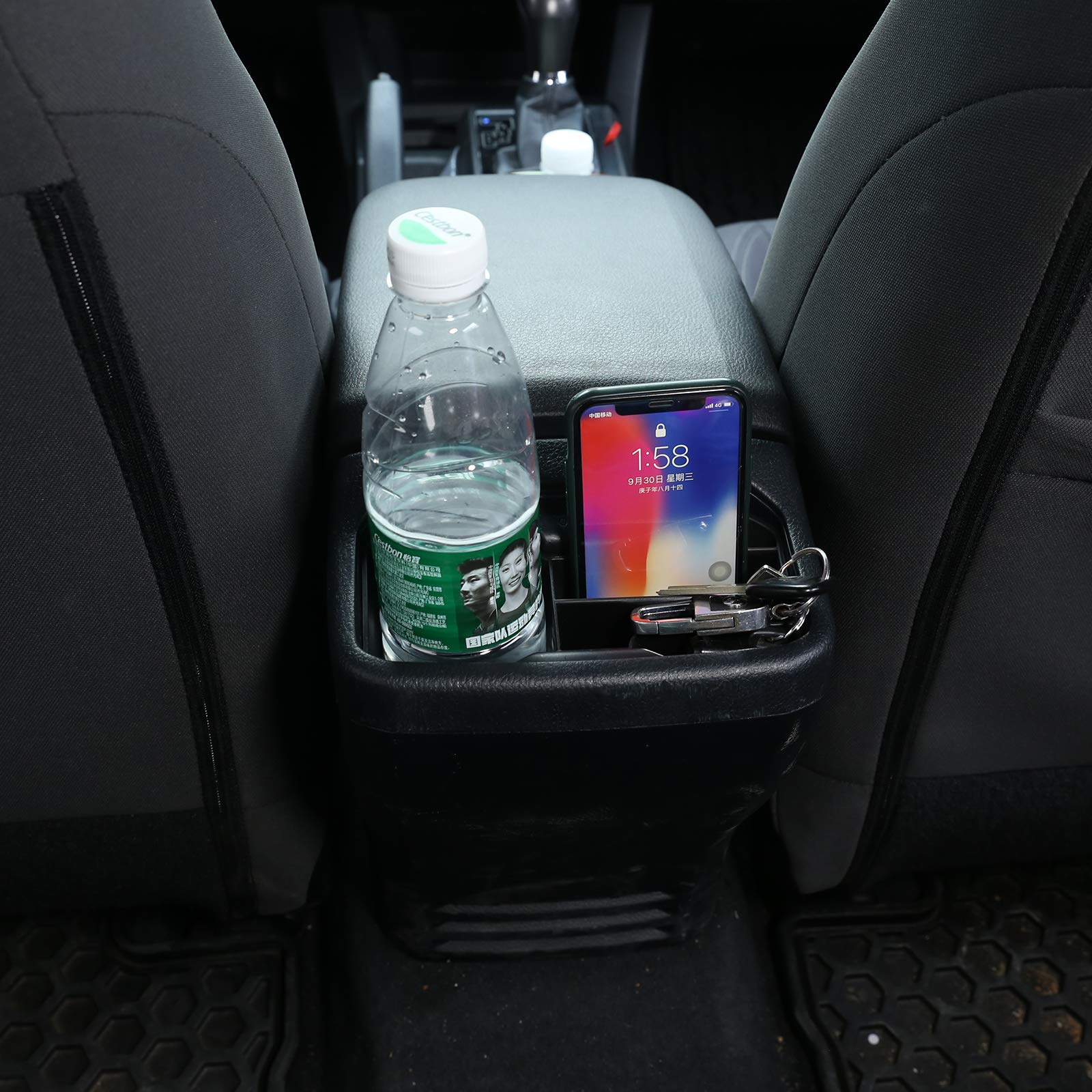 2016-2023 Toyota Tacoma Cup Holder Organizer - ABS Multifunctional Storage Tray for Car Gear Shifter & Accessories | Black Rear Row Organizer for Snacks, Phones & Drinks