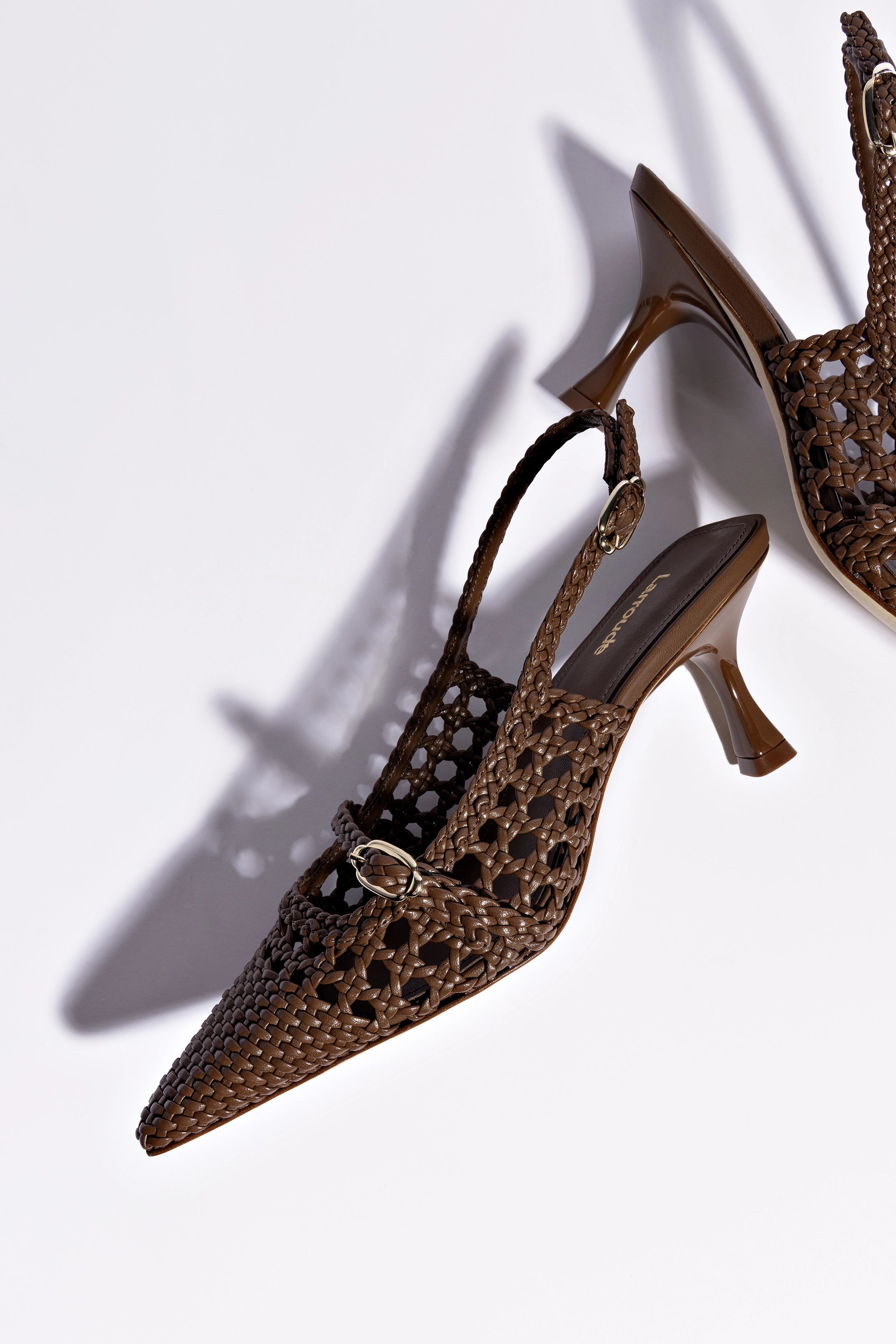 Ines Macrame Pump Shoes in Burnt Umber Leather - Stylish Women's Boho Sandals for Summer Outfits & Beach Weddings