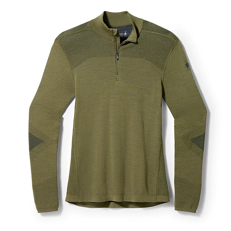 Men's Intraknit™ Thermal Merino Wool Base Layer 1/4 Zip Top - K18 Winter Moss Color - Warm Winter Underwear for Skiing, Hiking & Outdoor Activities