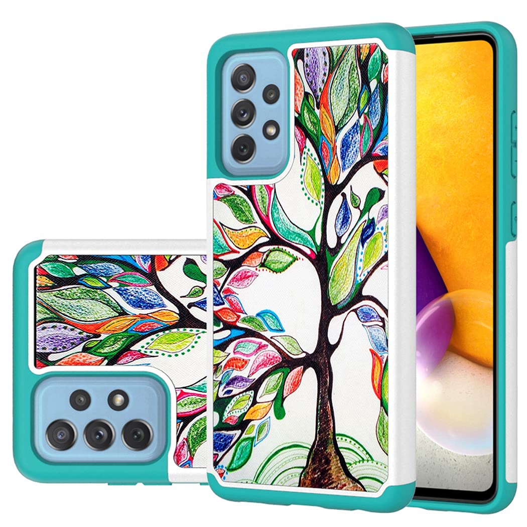 Shockproof Heavy Duty Samsung Galaxy A72 5G Phone Case - Cute Tree Design Protective Cover for Everyday Use, Travel & Outdoor Activities