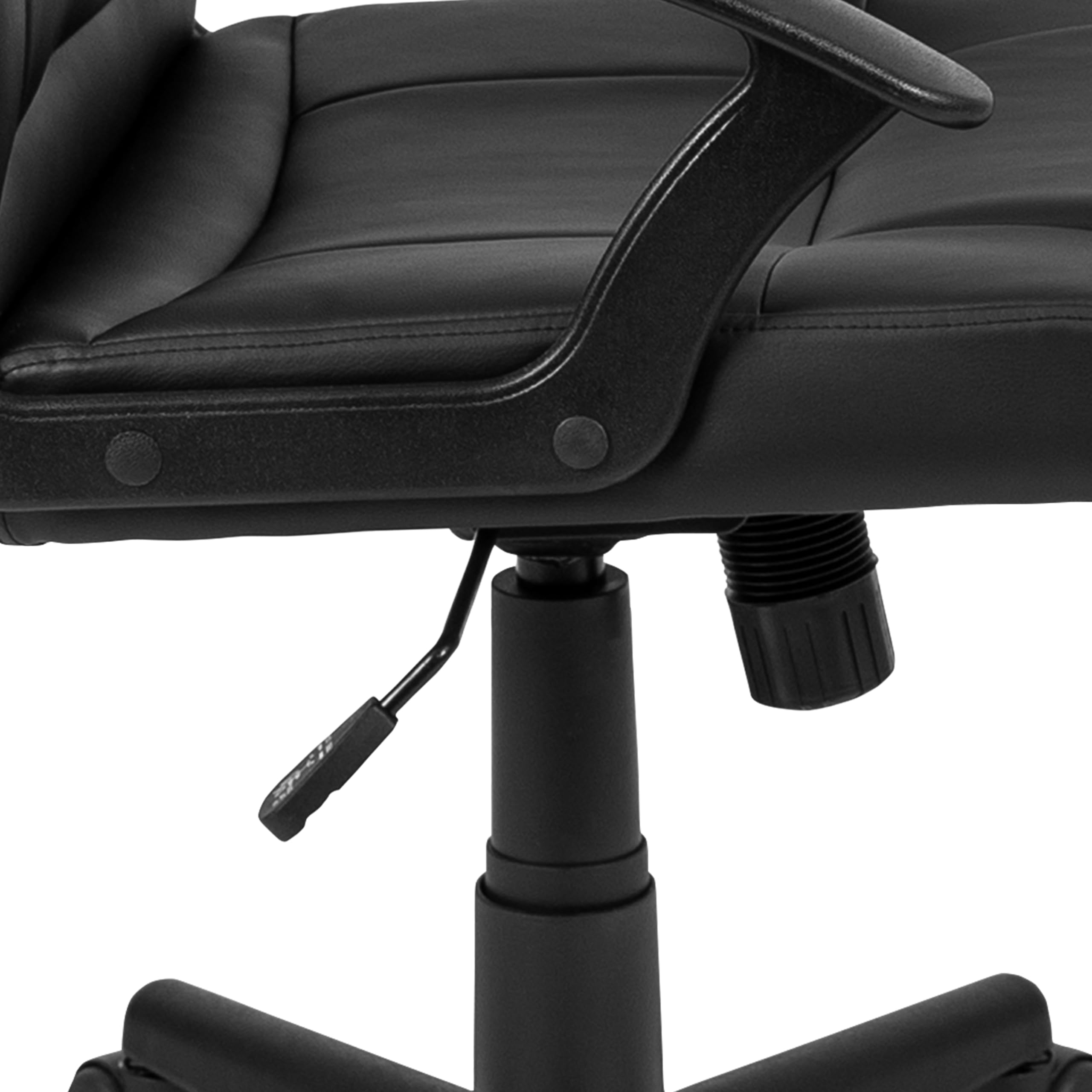 Flash Furniture Coffman Ergonomic Mid-Back Office & Gaming Chair - Black LeatherSoft with Padded Seat & Arms - Perfect for Home Office, Gaming Setup & Workspace Comfort
