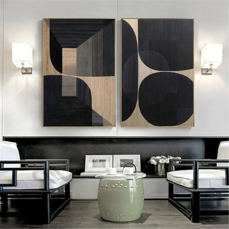 Abstract Tranquility Wall Art Set of 2 - Modern Minimalist Canvas Paintings for Living Room, Bedroom & Office Decor #WS023