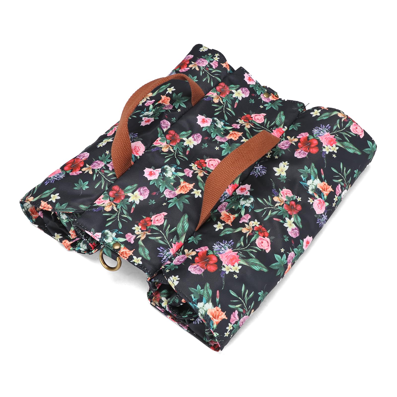 TOURBON Bike Pannier Bag - Waterproof Double Side Rear Rack Bicycle Seat Bag with Roll-Up Design (Black Floral Pattern) - Perfect for Commuting, Cycling Tours & Outdoor Adventures