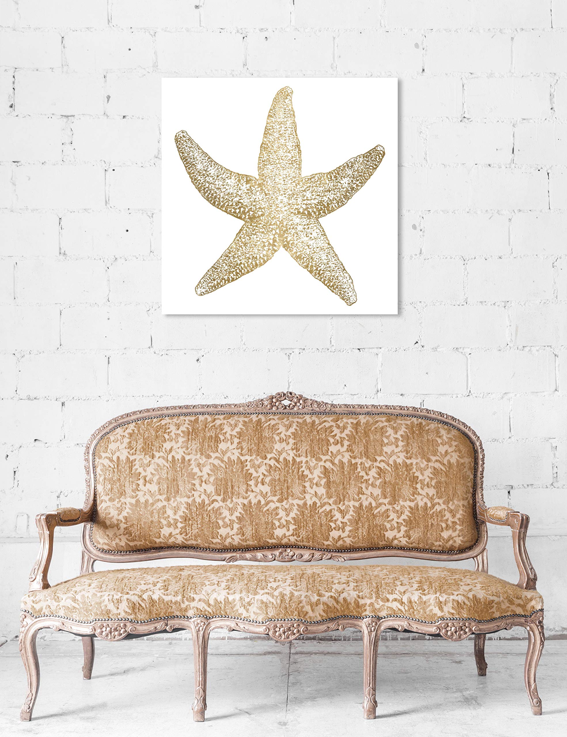 Oliver Gal Artist Co. 'Estrella Brillante II Metallic' Animal Wall Art Canvas Print - 30x30 Inch Gold & White Home Decor - Perfect for Living Room, Bedroom, or Office Wall Art