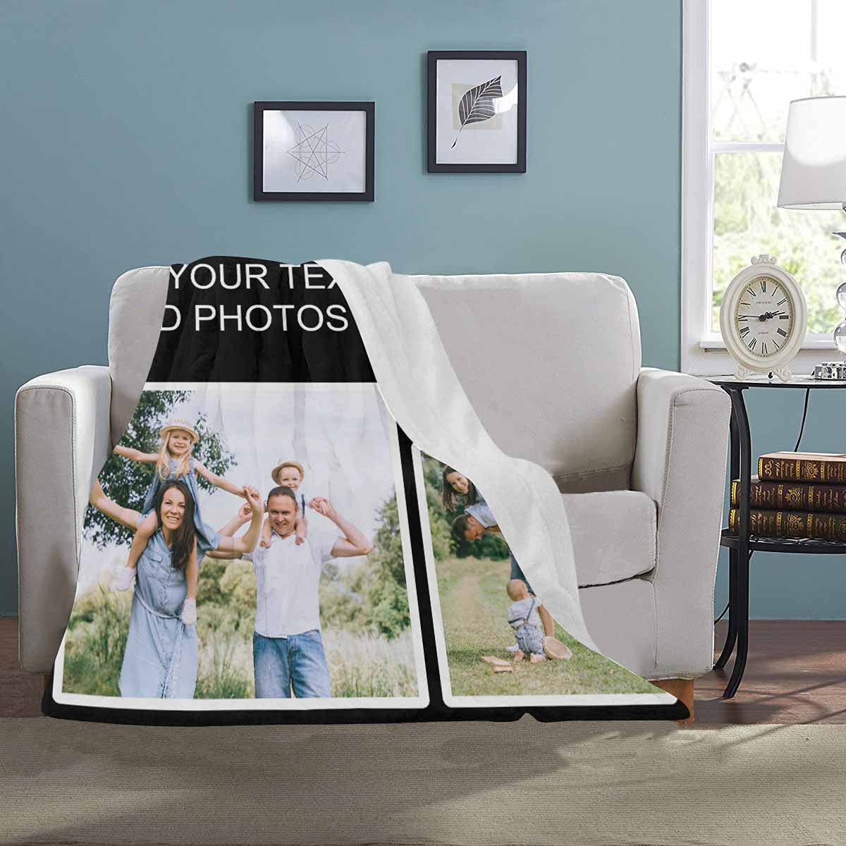 Custom Photo Blanket with Family Pictures - Personalized Fleece Throw Blanket 30x40 - Made in USA - Perfect Gift for Grandma, Grandpa & Mom - Cozy Home Decor for Living Room, Bed & Couch