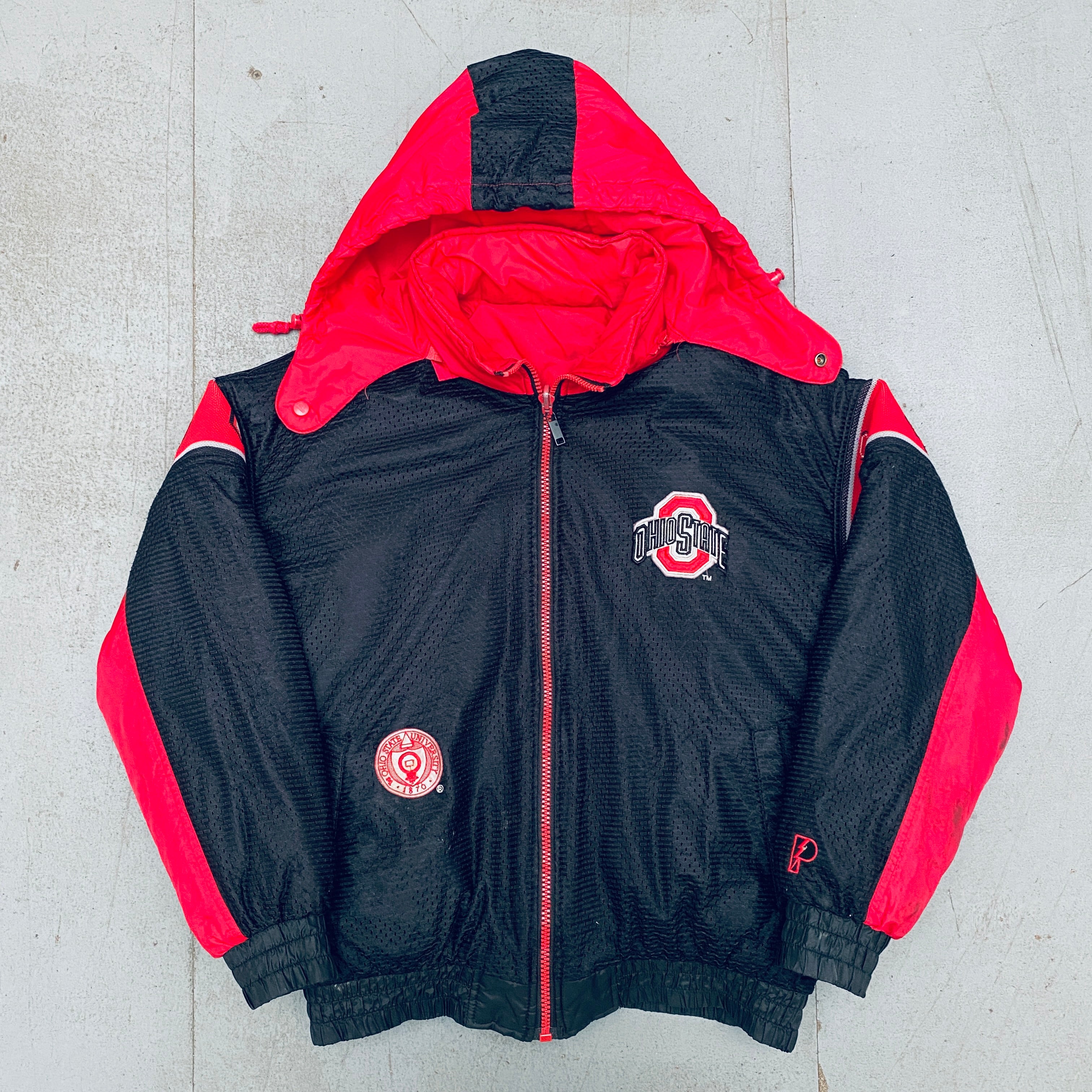 Ohio State Buckeyes 1990s Pro Player Reversible Full-Zip Jacket - Vintage College Football Fan Gear for Game Day & Tailgating (Size L/XL)