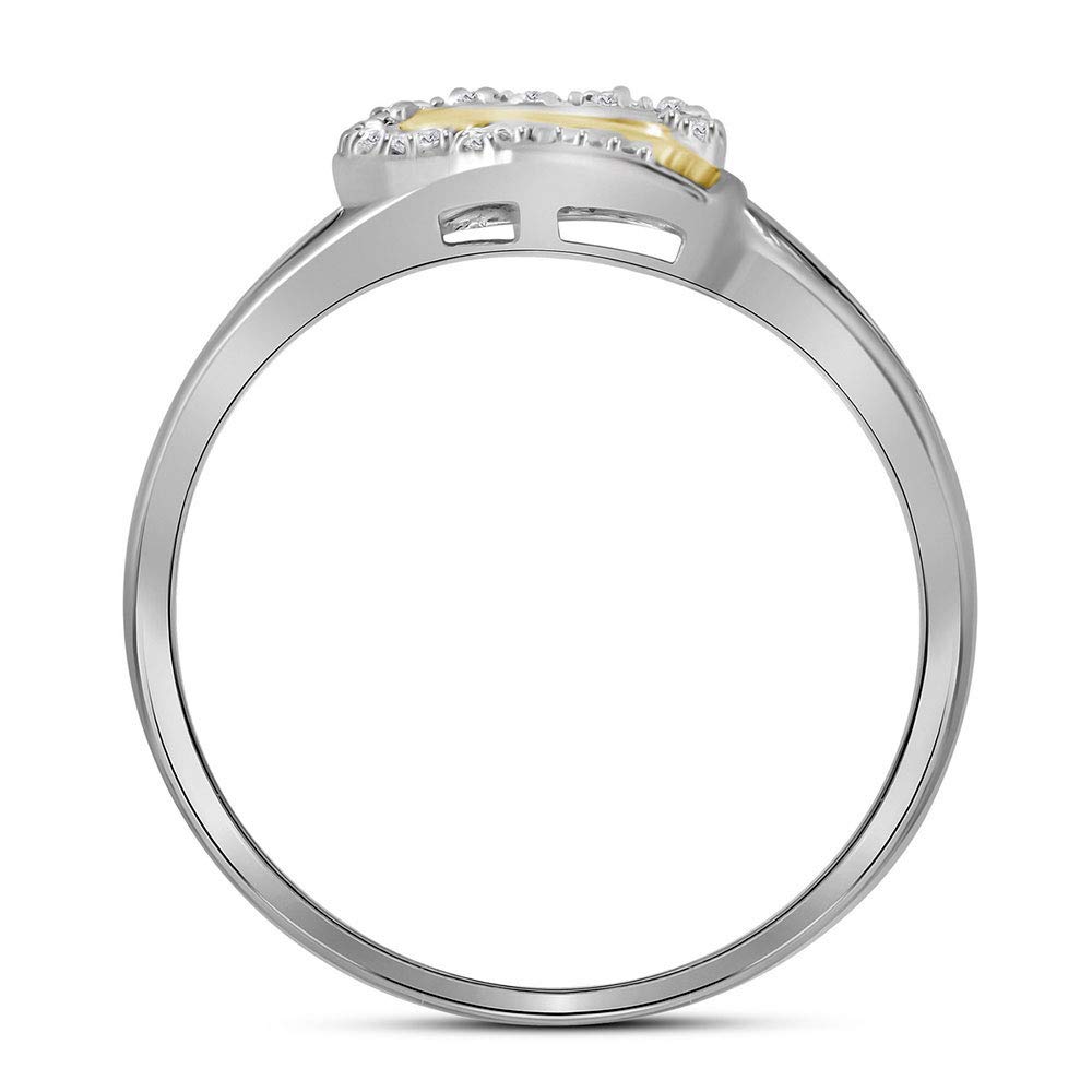 Dazzlingrock Two-Tone Sterling Silver Women's Round Diamond Heart Ring - 1/20 CTW Mother's Jewelry Gift for Mom, Wife, Anniversary, Birthday | Perfect for Everyday Wear & Special Occasions